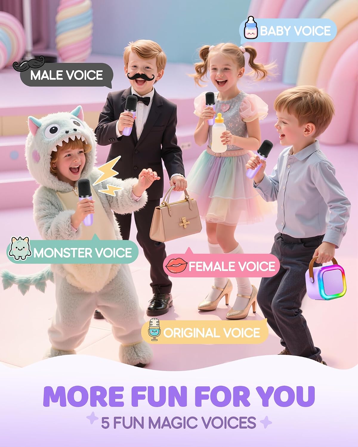 Thumbnail 4 de Mini Karaoke Machine 4 Mics 🎤