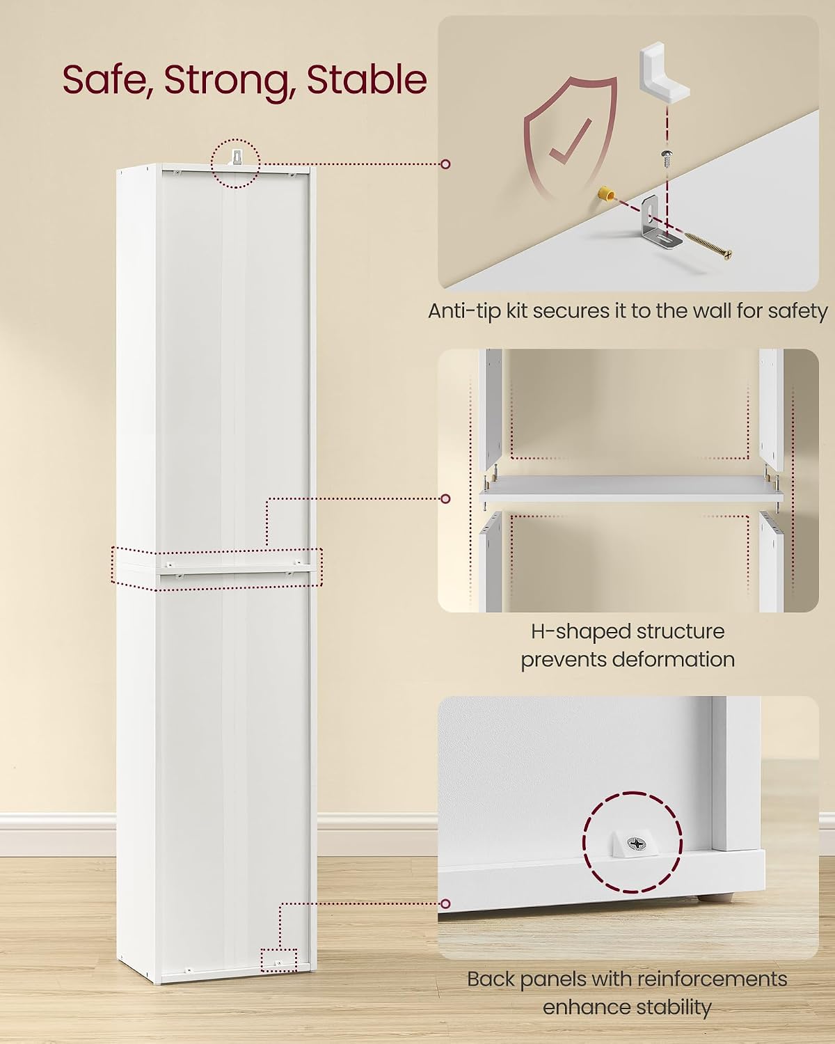 Detalle de VASAGLE 6-Tier Bookcase (LBC411W01) – Open Storage Shelving Unit in Cloud White