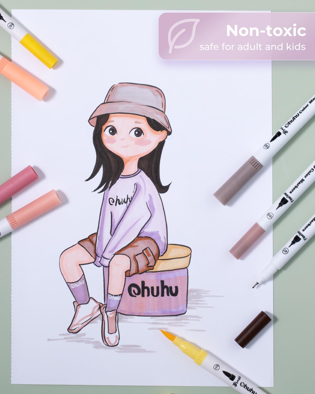 Thumbnail 4 de Ohuhu 36 Colour Skin Tone Dual Tip Markers (Skin Tone Fineliner Felt Tips)