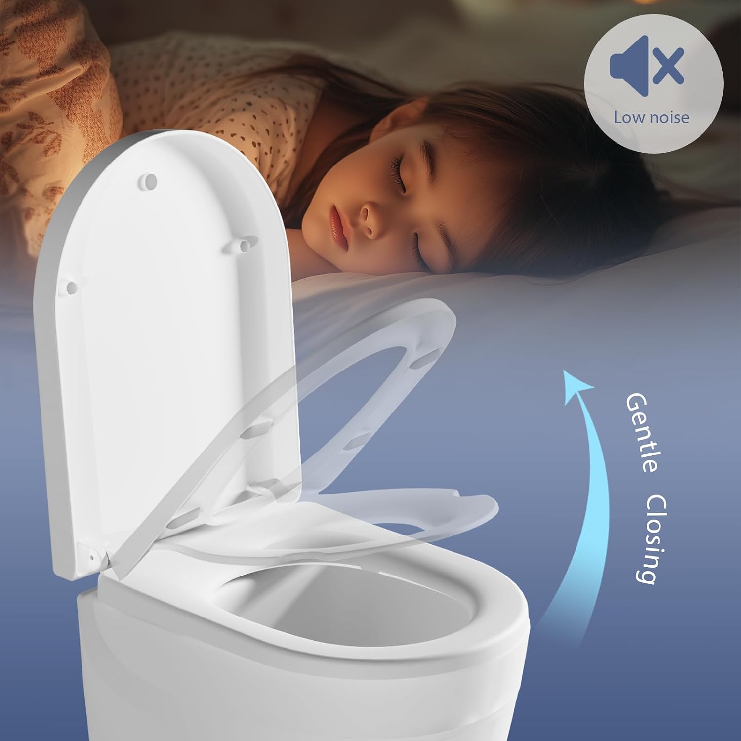 Detalle 2 de Aptliton Family Toilet Seat with Quick Release, Soft Close and Built-in Child Seat (D-shape) – White