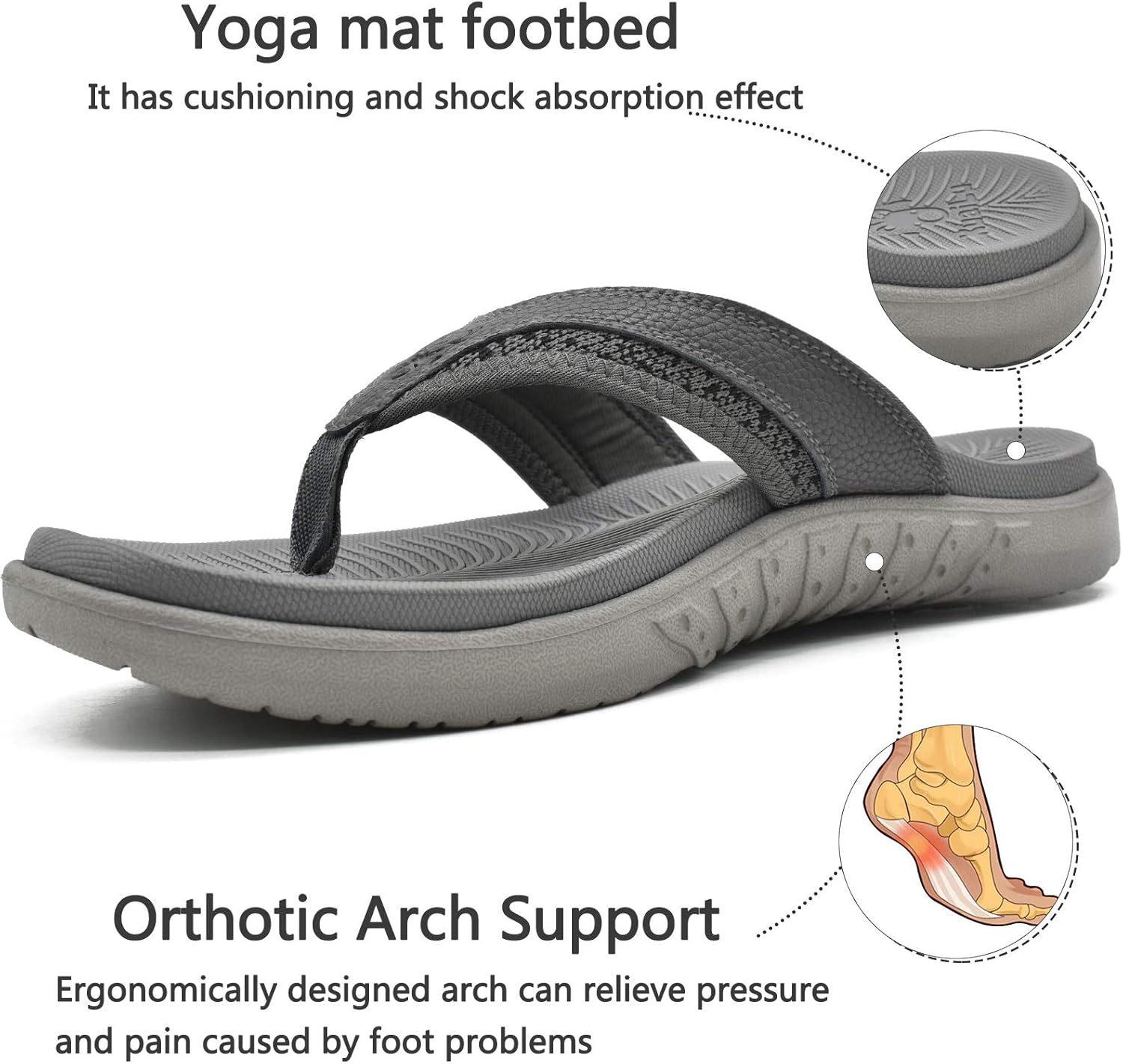 Detalle 2 de KuaiLu Men's Flip Flops with Arch Support 6.5-12