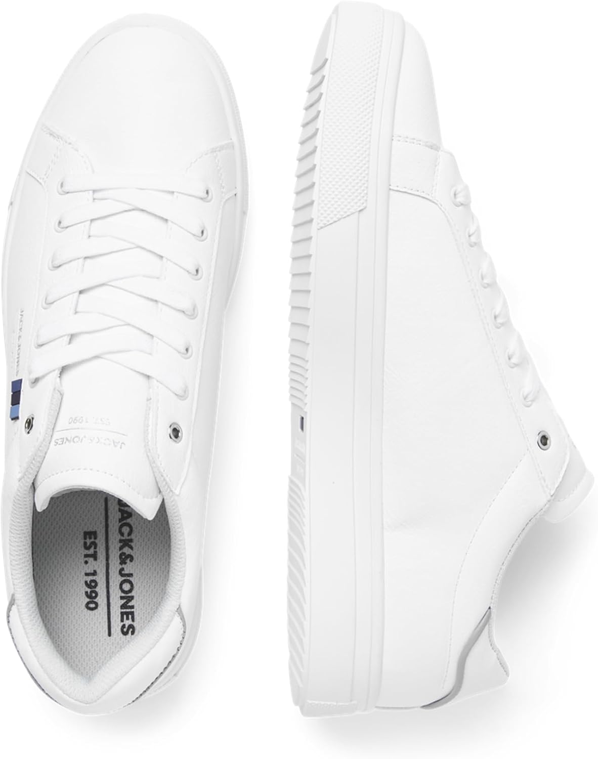 Detalle de JACK & JONES Herren Sneaker Sneaker – einfarbig, Schnürsenkel, dunkle Sohle
