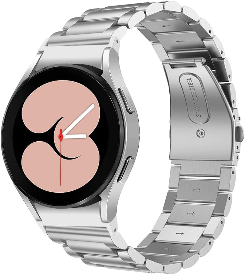 Detalle de Triblanc stainless steel watch band for Samsung Galaxy Watch 6/6 Classic, Watch 5/4 (no gap strap, quick-release) – Silver and Black