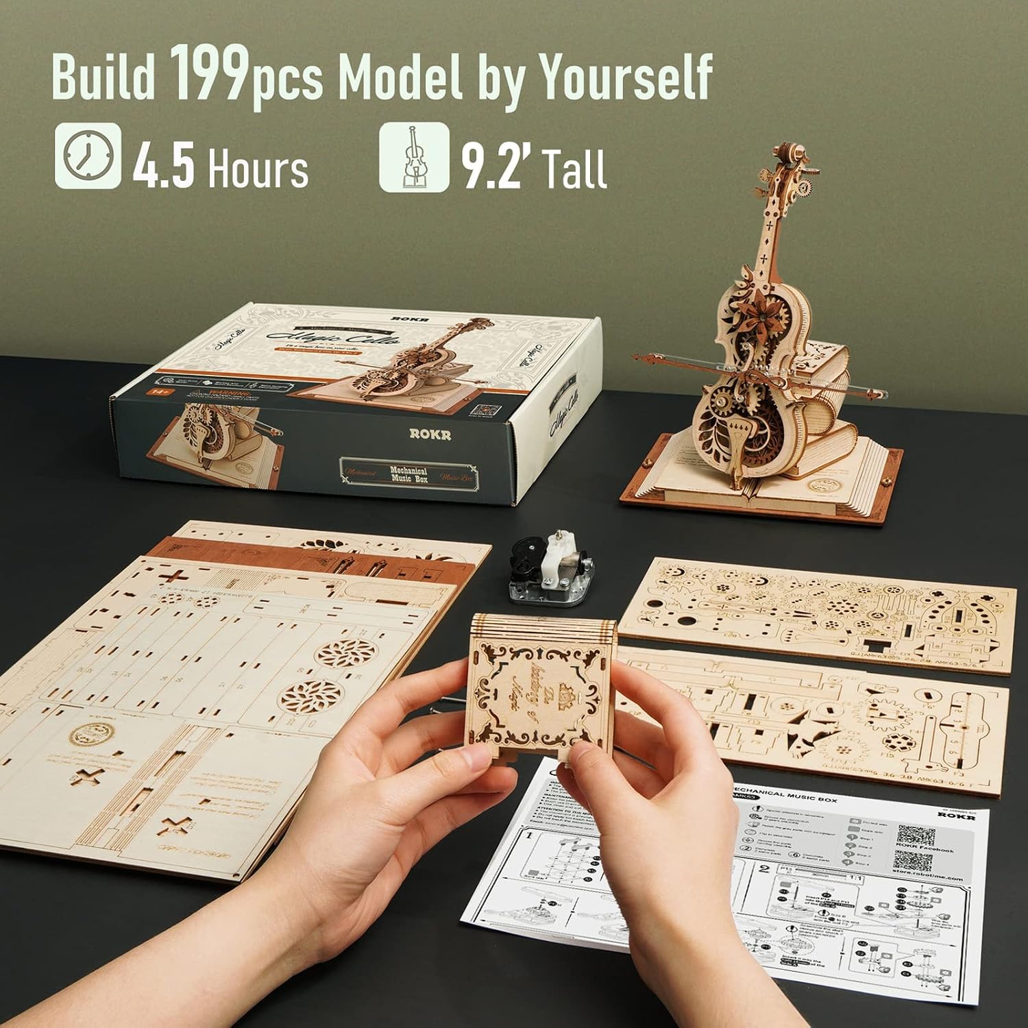 Detalle 1 de ROKR Magic Cello Puzzle legno 3D Violoncello 🎻