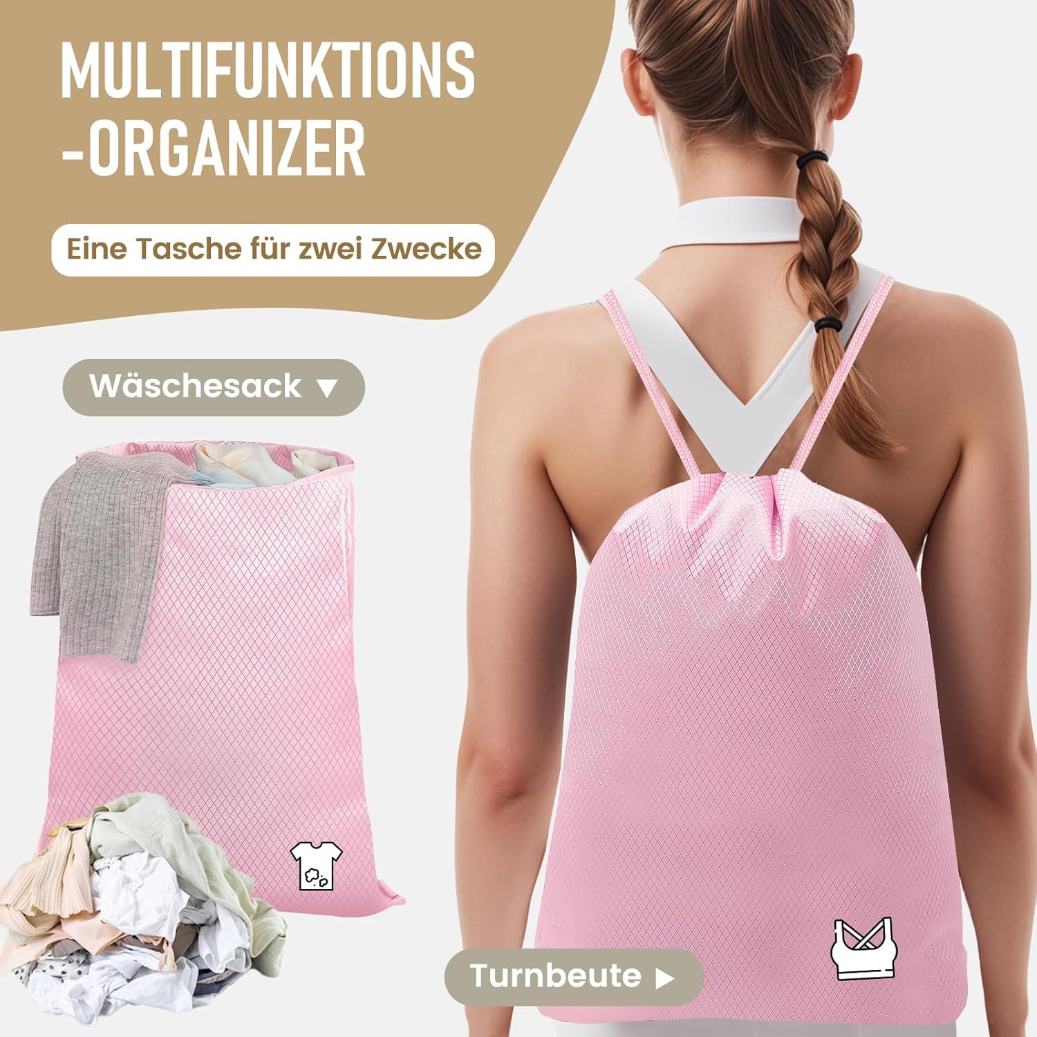 Thumbnail 4 de 8‑teilige Compression Packing Cubes von Samfolk – Rosa, Koffer Organizer inkl. 2 Zusatzbeuteln (34×45 cm)
