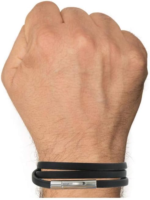 Thumbnail 1 de Les Poulettes Bijoux – Bracelet Homme Cuir Marron Foncé avec Fermoir Acier Inoxydable