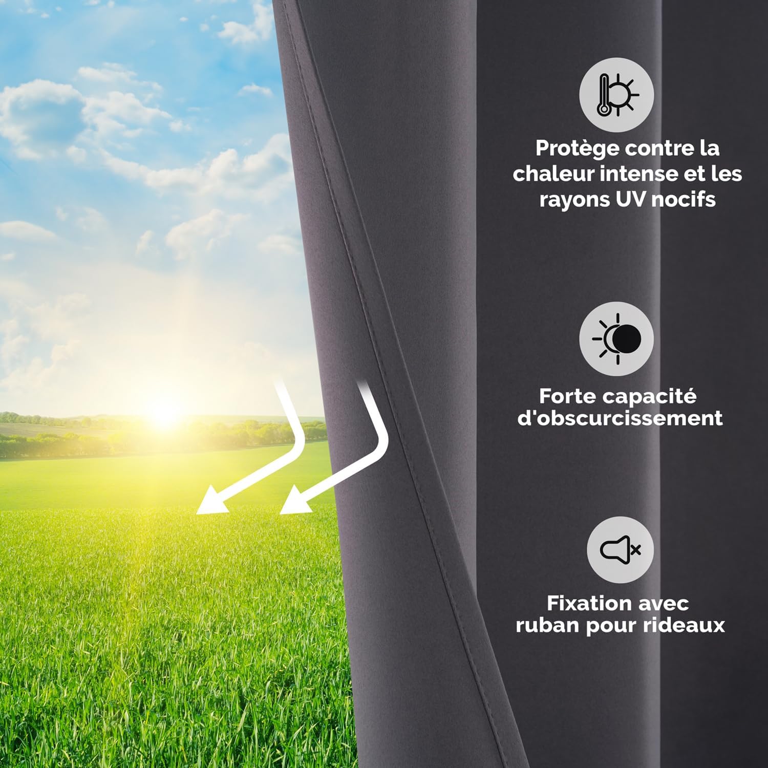 Thumbnail 3 de Lot de 2 rideaux occultants Blumtal à galon fronceur Oeko-TEX anthracite 245 x 140 cm