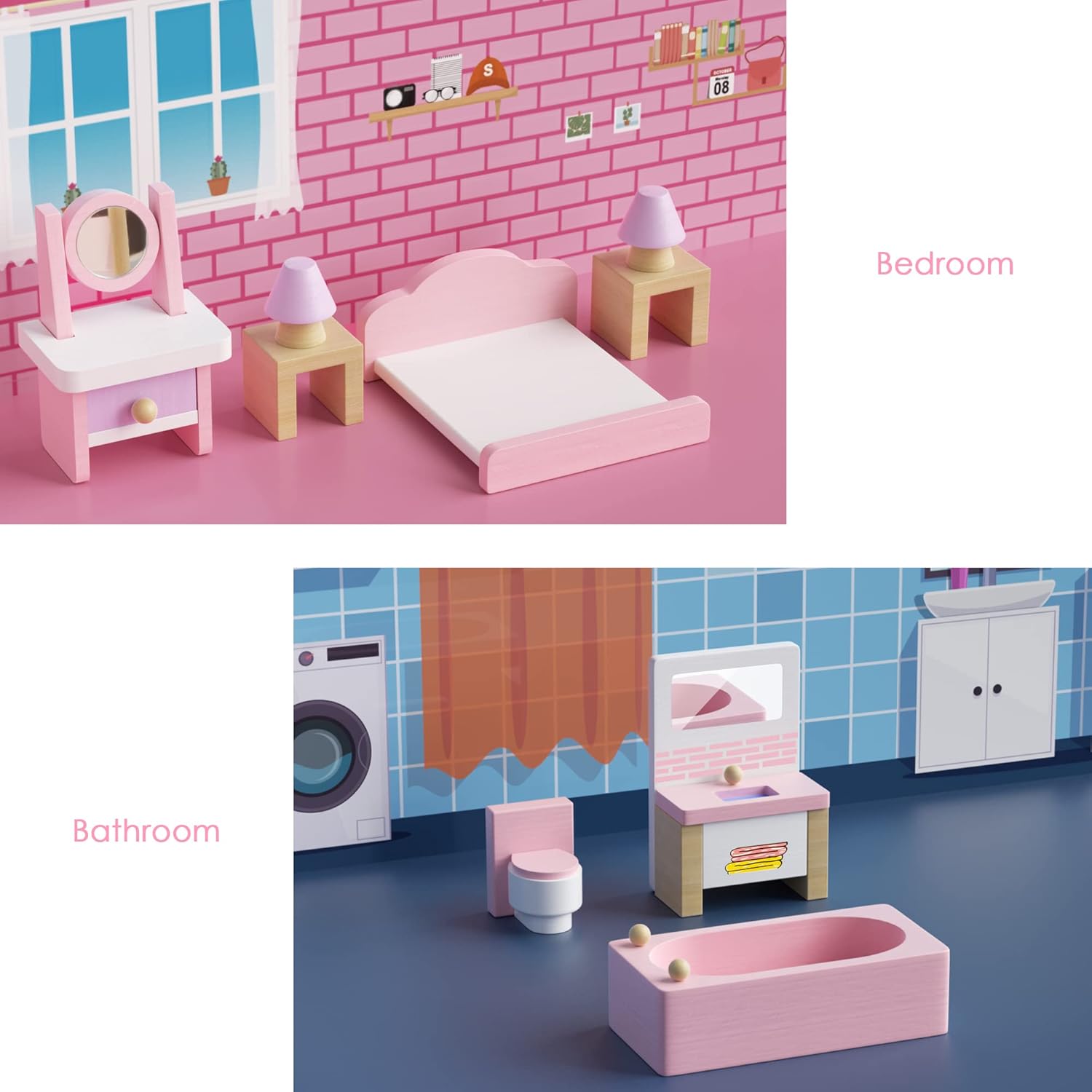Detalle 1 de Lawcephun Set Mobili Casa delle Bambole 22 pezzi