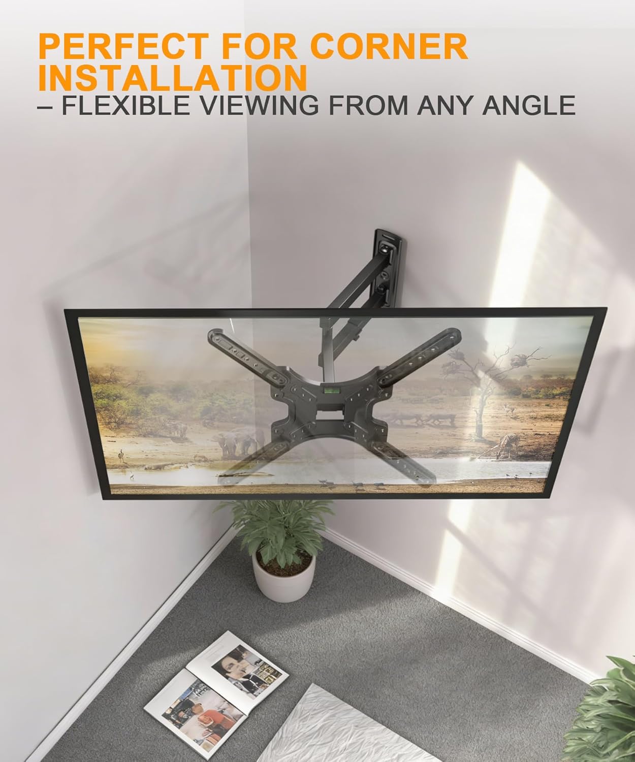 Detalle de Digank TV Wall Bracket for 26–55 inch TVs: Corner Mount with Tilt, Swivel and 400x400 Max VESA
