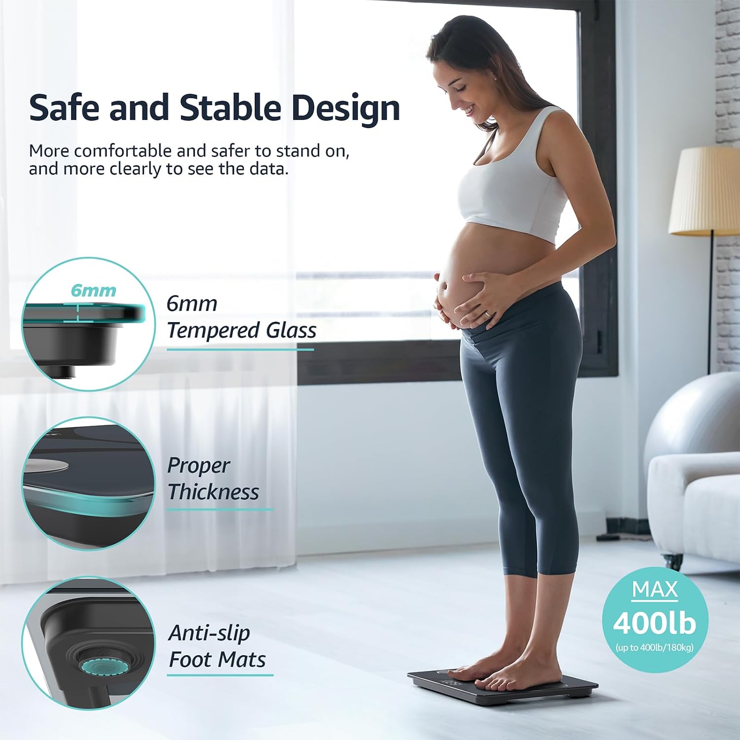 Detalle de Posture Balance Pese Personne pour Salle de Bain – Haute Précision et imagerie 13 indicateurs avec l’app Fitdays