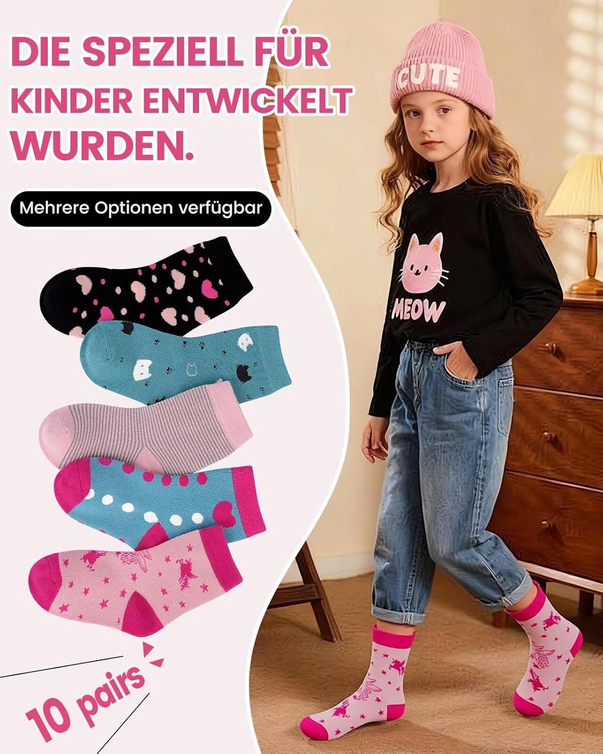 Thumbnail 1 de Kyopp Chaussettes rigolotes pour enfants – 10 paires, coton, animaux, unisexe
