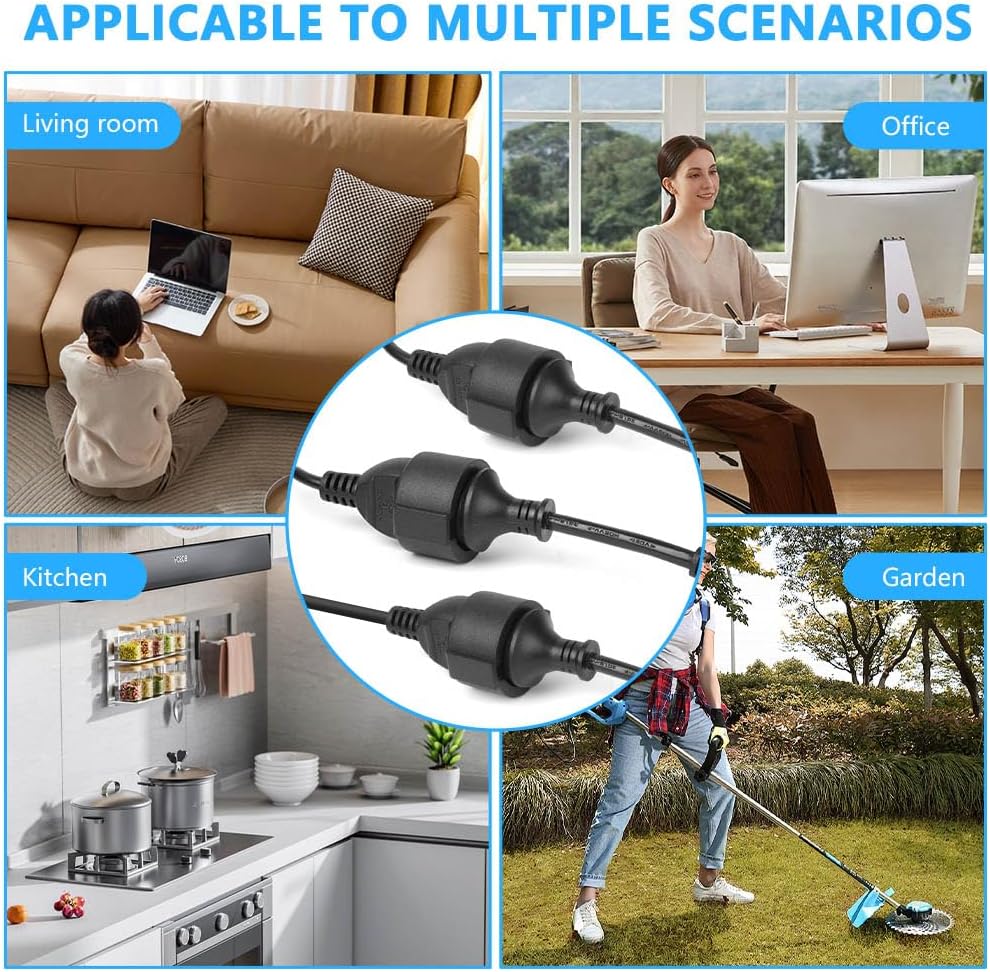 Thumbnail 6 de URAQT rallonge d’alimentation 3 prises avec sécurité enfants (3 en 1), 16A / 250V, noir