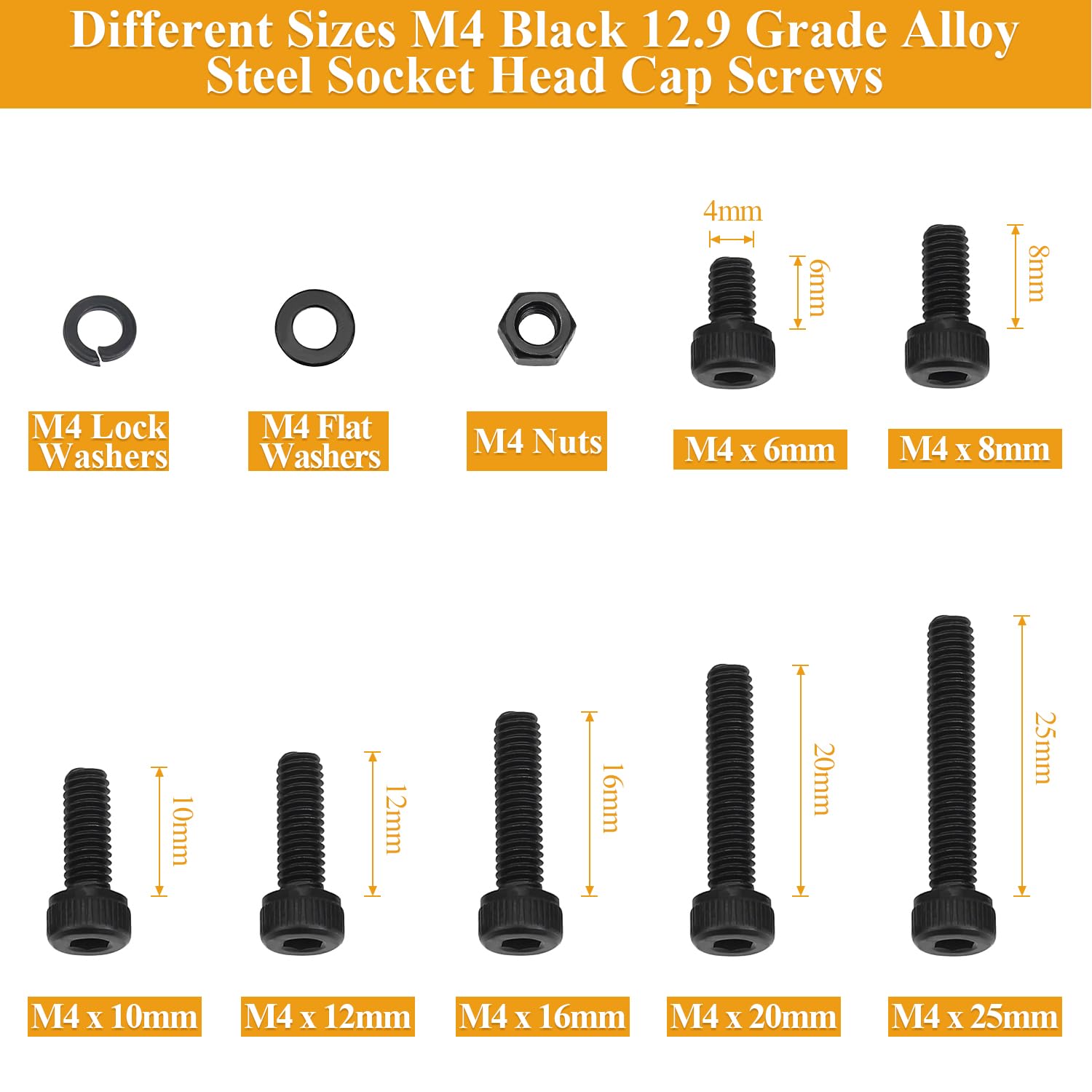 Detalle de Sutemribor M4 Screw, Nut, and Washer Set