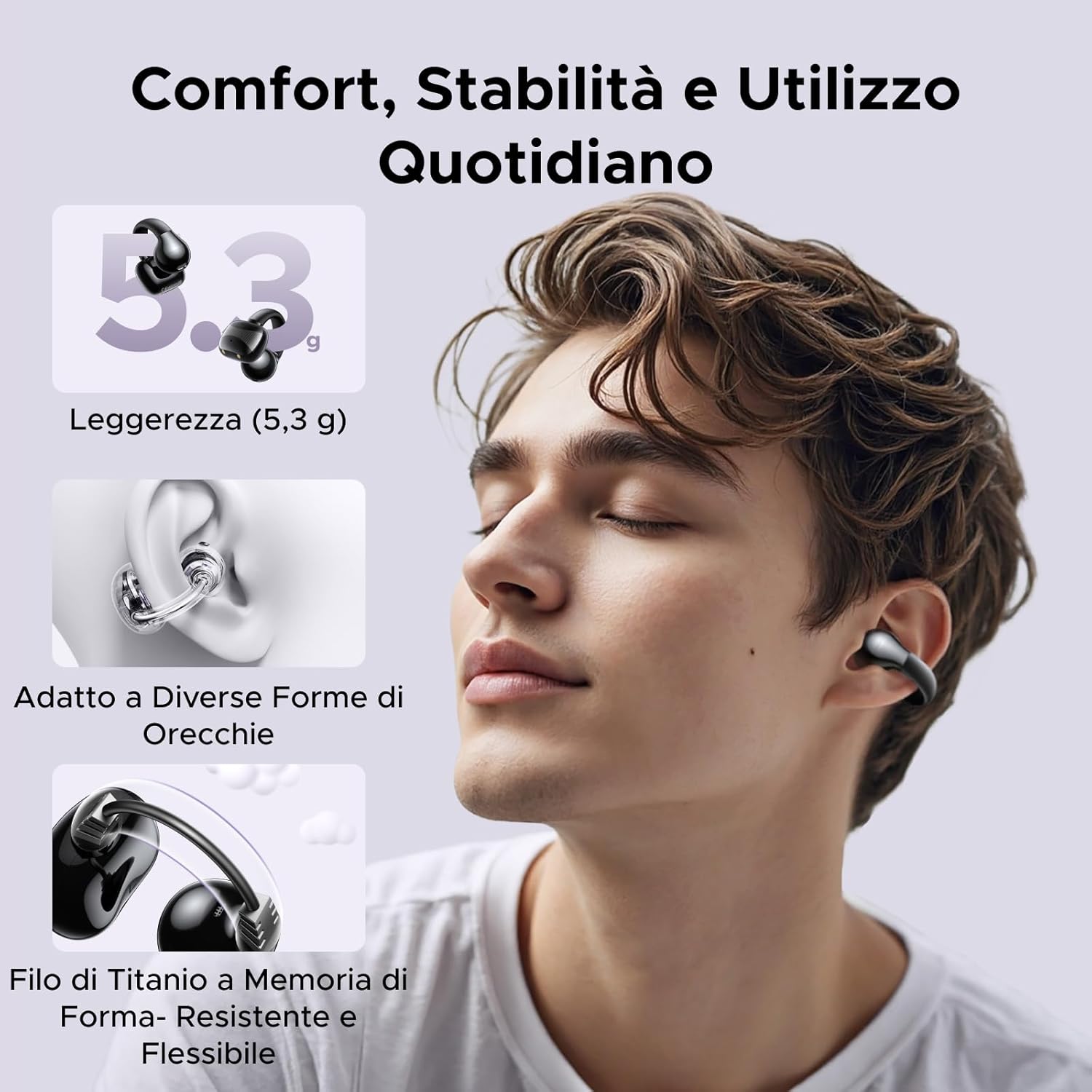Detalle 2 de UGREEN HiTune S3: Auricolari sport open-ear con ANC ENC, 30 h e ricarica USB-C