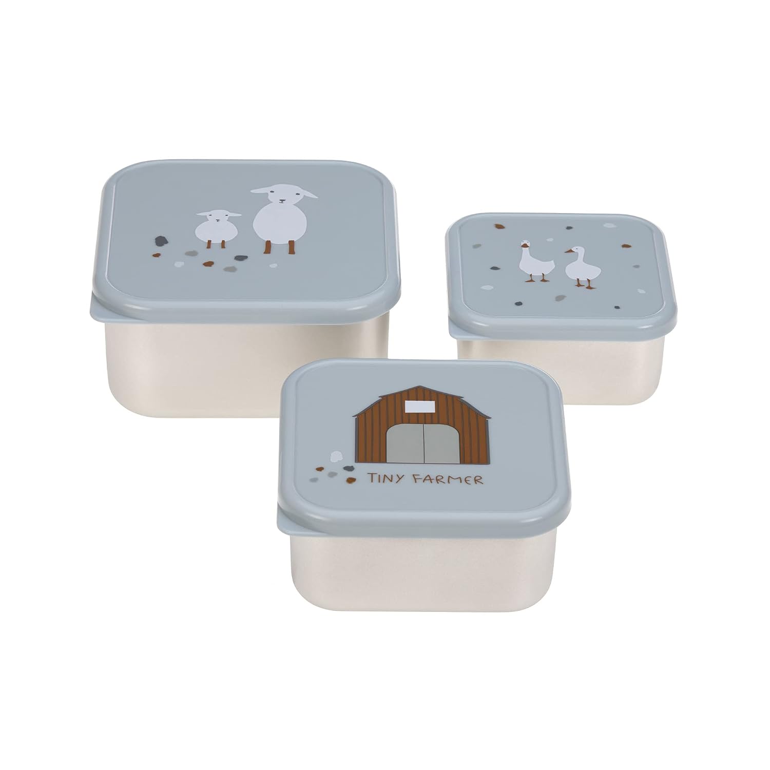 Thumbnail 1 de LÄSSIG Snackbox 3er Set Edelstahl Tiny Farmer blue – 3 Größen, spülmaschinenfest