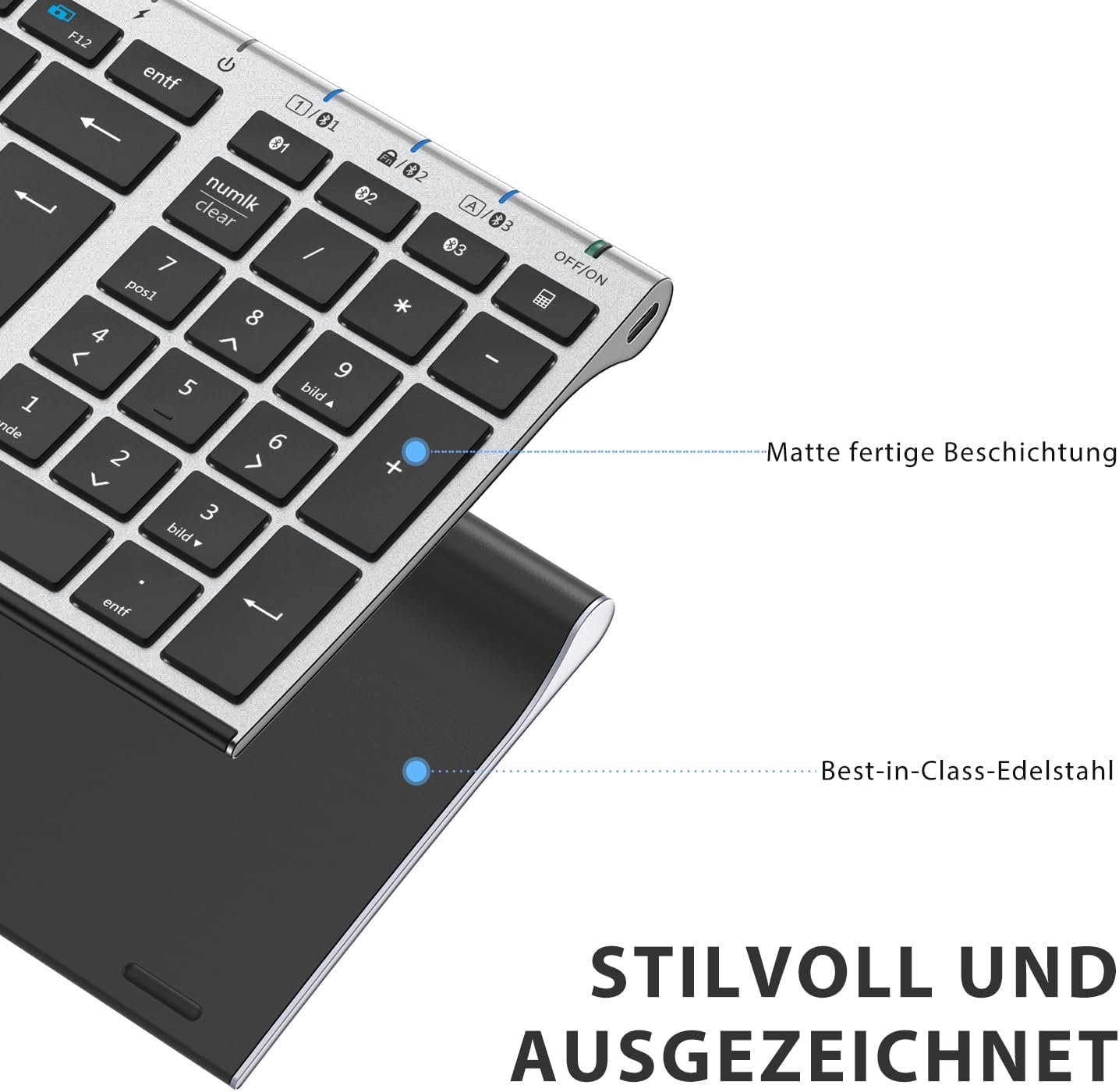 Thumbnail 4 de iClever BK10 Bluetooth-Tastatur: Kabellos, ultraslim & komfortabel mit drei Bluetooth-Kanälen