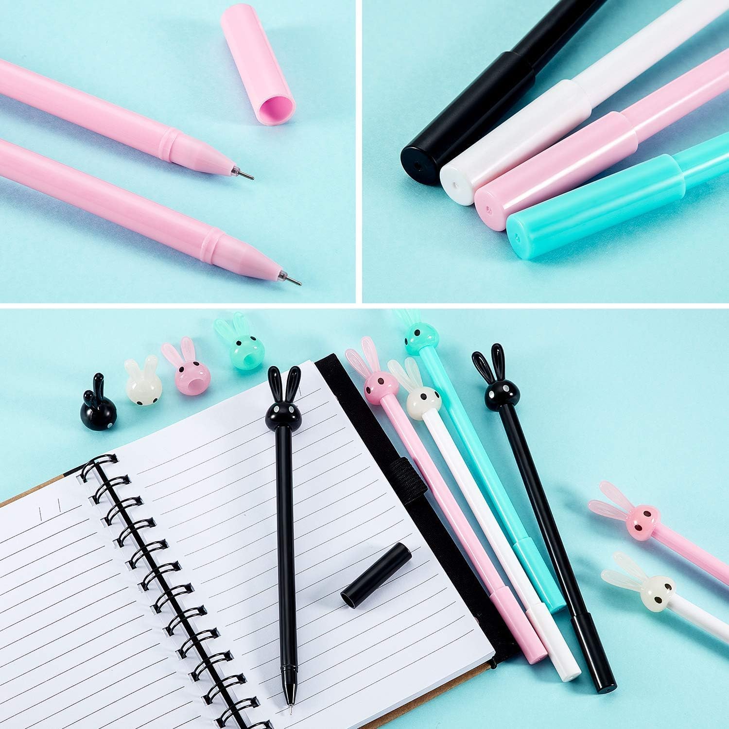 Thumbnail 1 de 24-pack Easter gel ink pens with cartoon bunny & carrot designs (0.5 mm black) – novelty writing pens for school, office and gifts