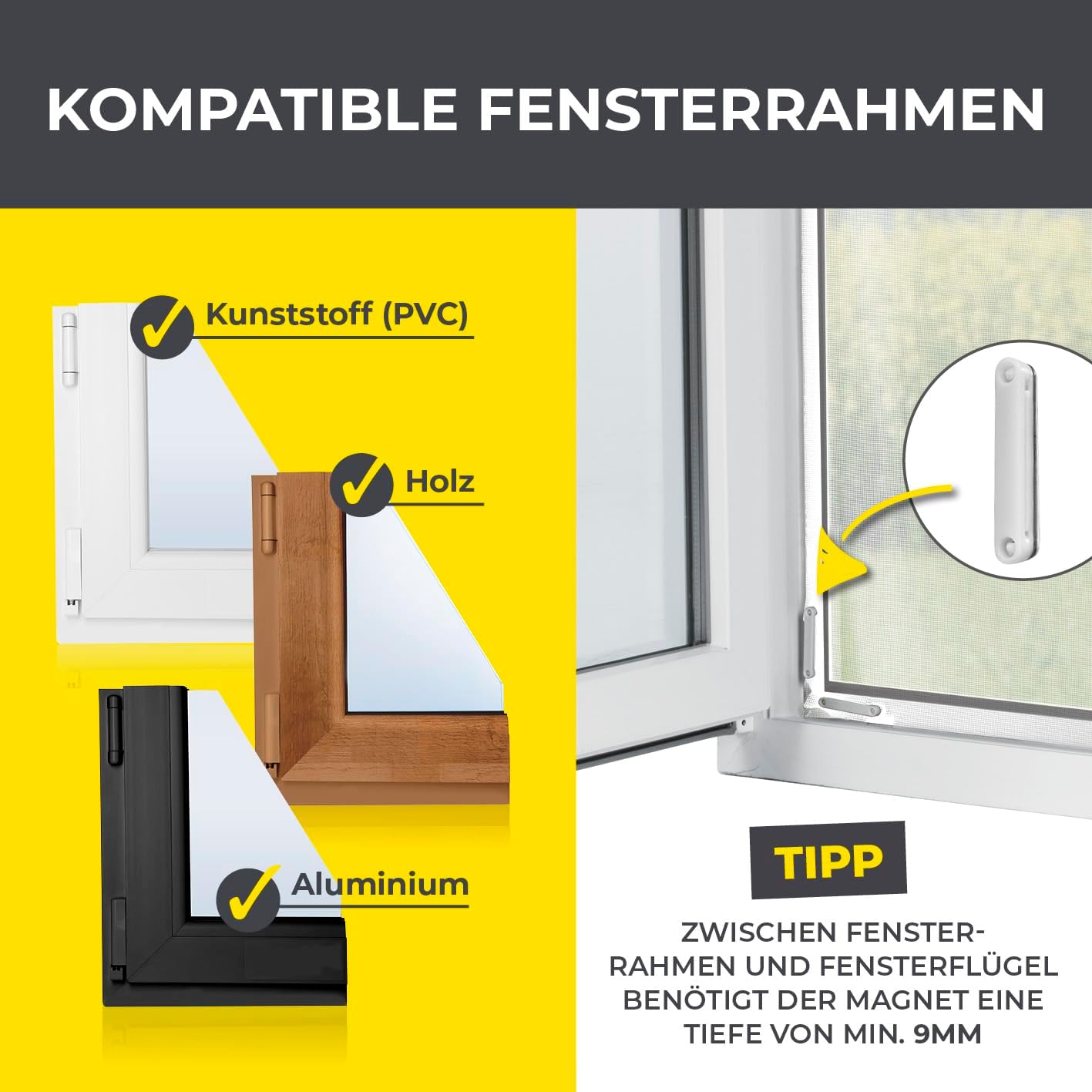 Thumbnail 5 de EASYmaxx Insect Protect Fliegengitter fürs Fenster mit Magnetbefestigung, zuschneidbar bis 130 x 150 cm (weiß)