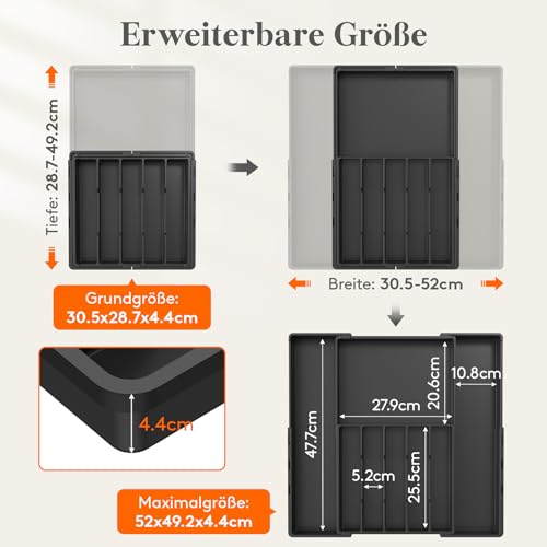Thumbnail 1 de Lifewit Besteckkasten für Schubladen – zweiseitig verstellbar aus Kunststoff