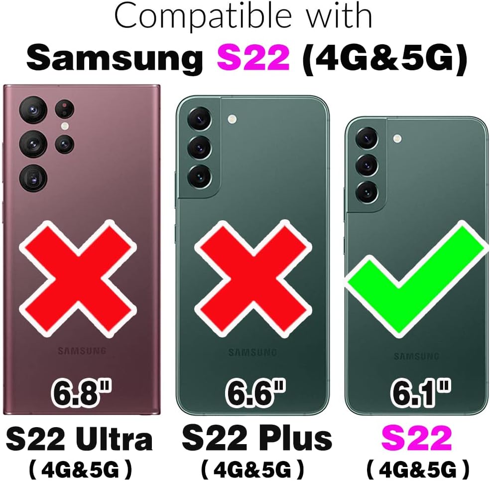 Detalle de Asuwish Zip Wallet Case with Tempered Glass for Samsung Galaxy S22 5G (6.1") / RFID Blocking