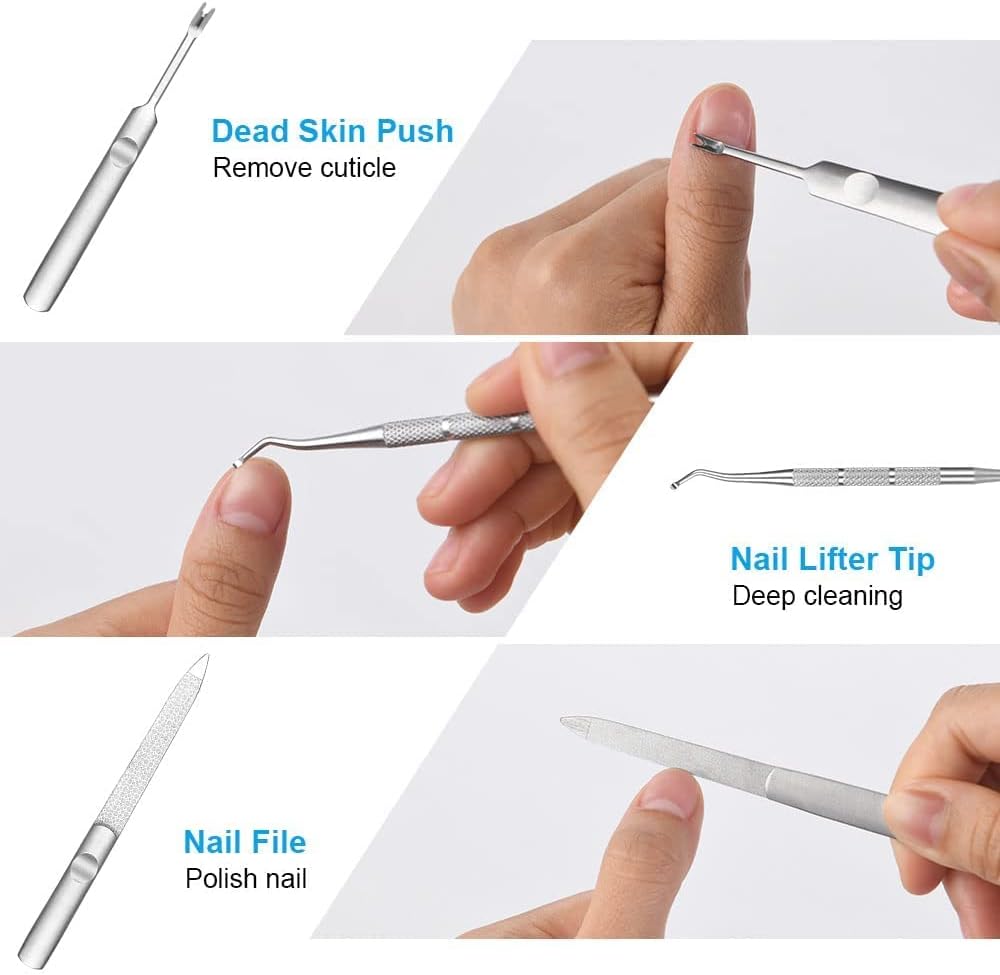 Detalle de URAQT Forbici per Unghie 4 Pezzi – Set professionale per cuticole, unghie e cura mani