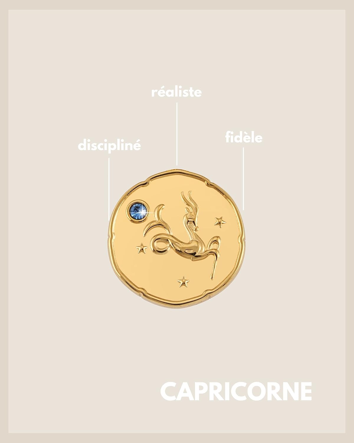 Detalle 2 de GD GOOD.designs EST. 2015 Collier en or 18K avec pierre de naissance et pendentif zodiaque pour femme