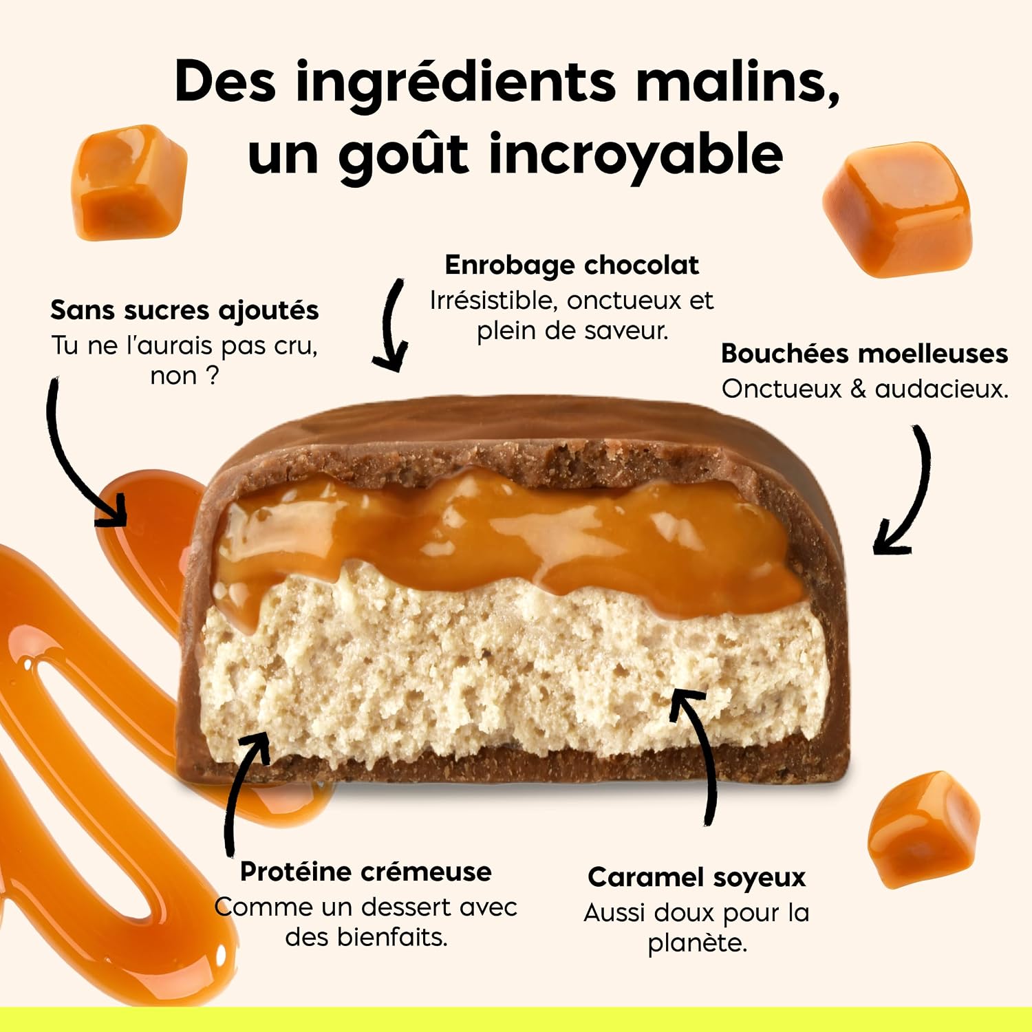 Thumbnail 2 de N!CK'S chocolade-karamel proteïnerepen, 15 g eiwit, glutenvrij, 12 x 50 g
