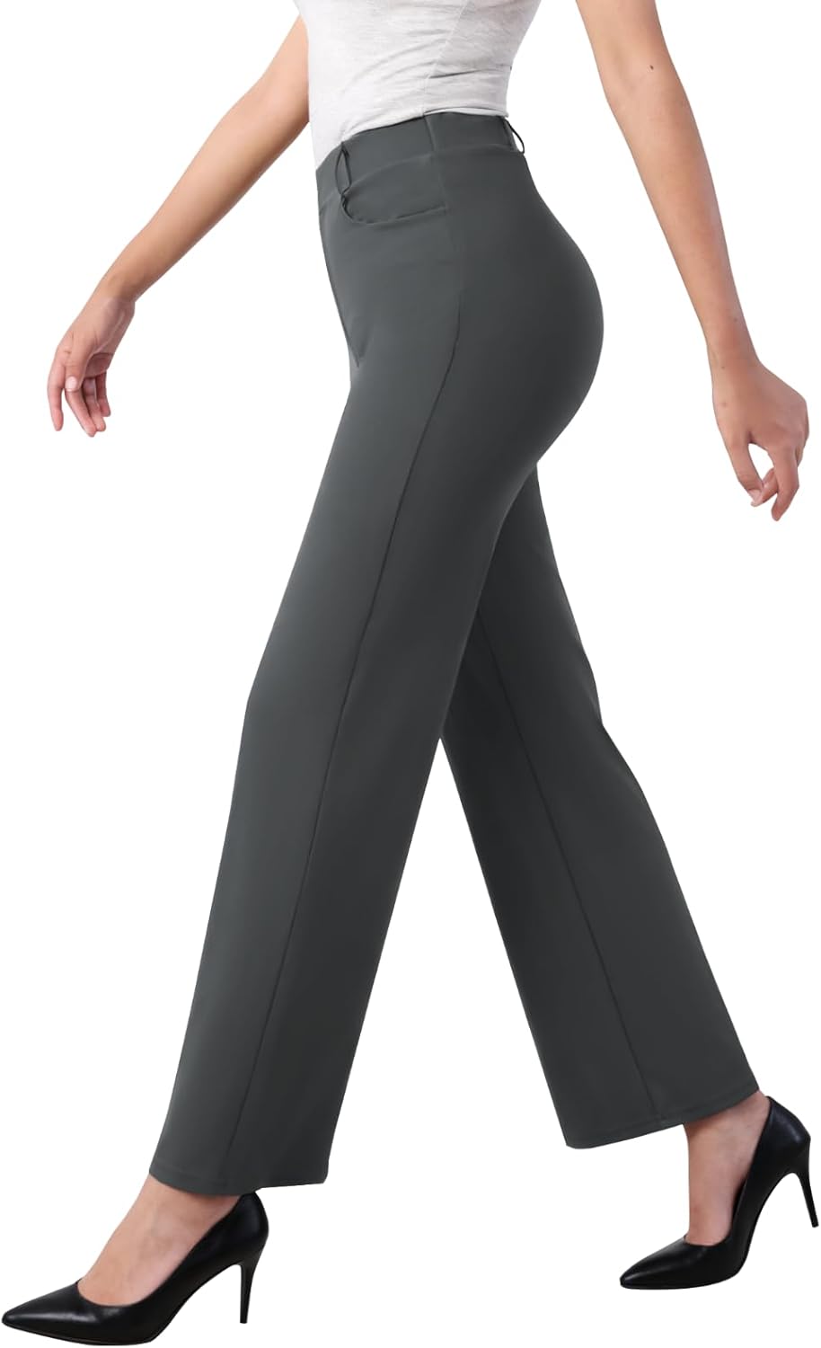 Thumbnail 6 de Glacspyg Damen Freizeithose mit hohem Bund – Straight Business-Casual Stretch mit Taschen