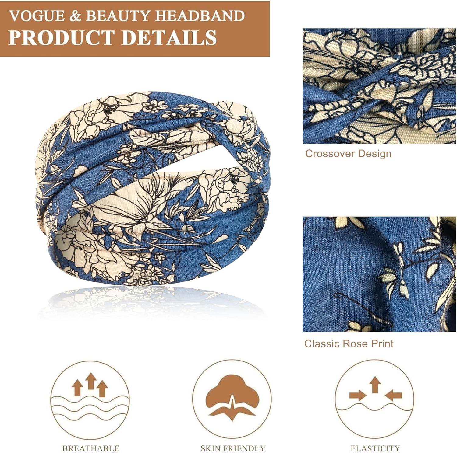 Thumbnail 4 de BELEVO 6 x Bandeau Cheveux Femme Antidérapant – Lot de 6, Rose, Elastique & Confort