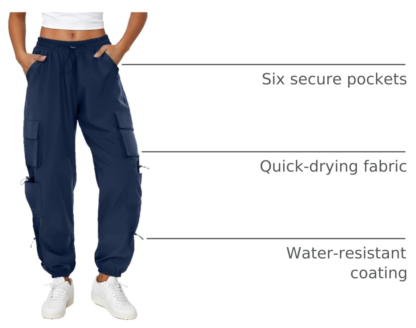 Detalle de COPYLEAF Women's Cargo Pants with Six Pockets