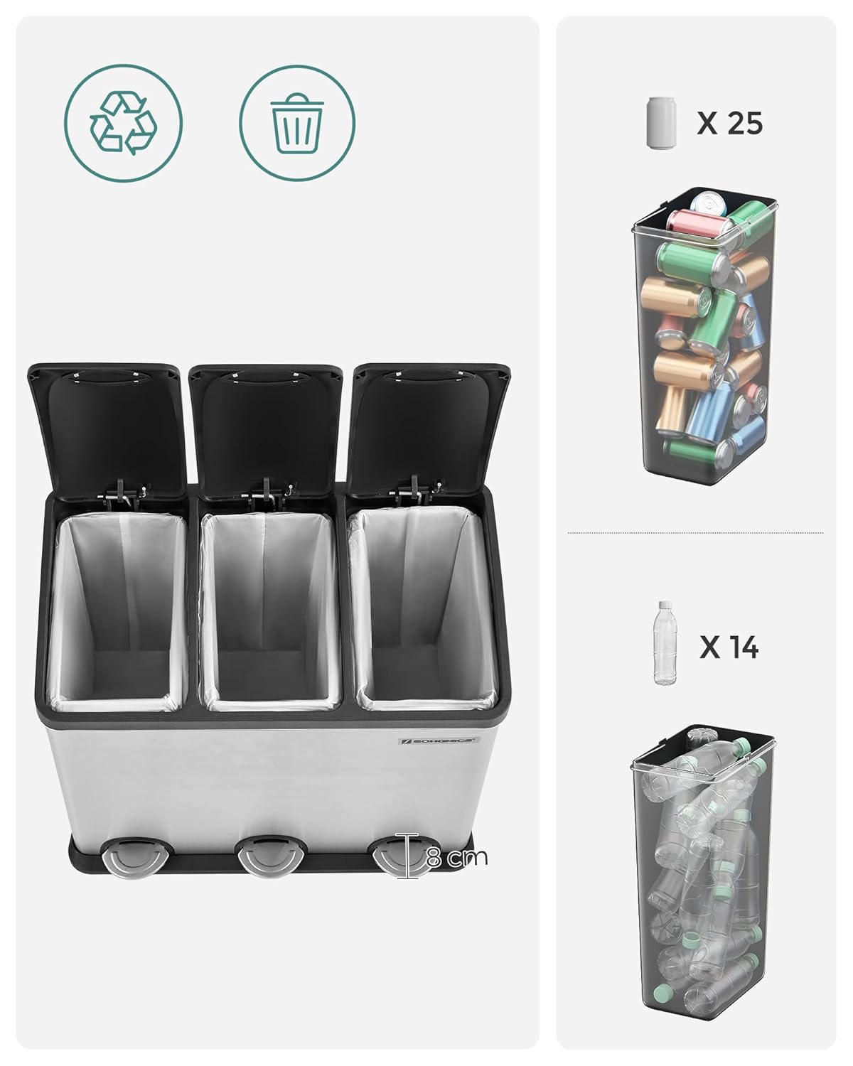 Thumbnail 2 de SONGMICS LTB54L 54L recycling bin