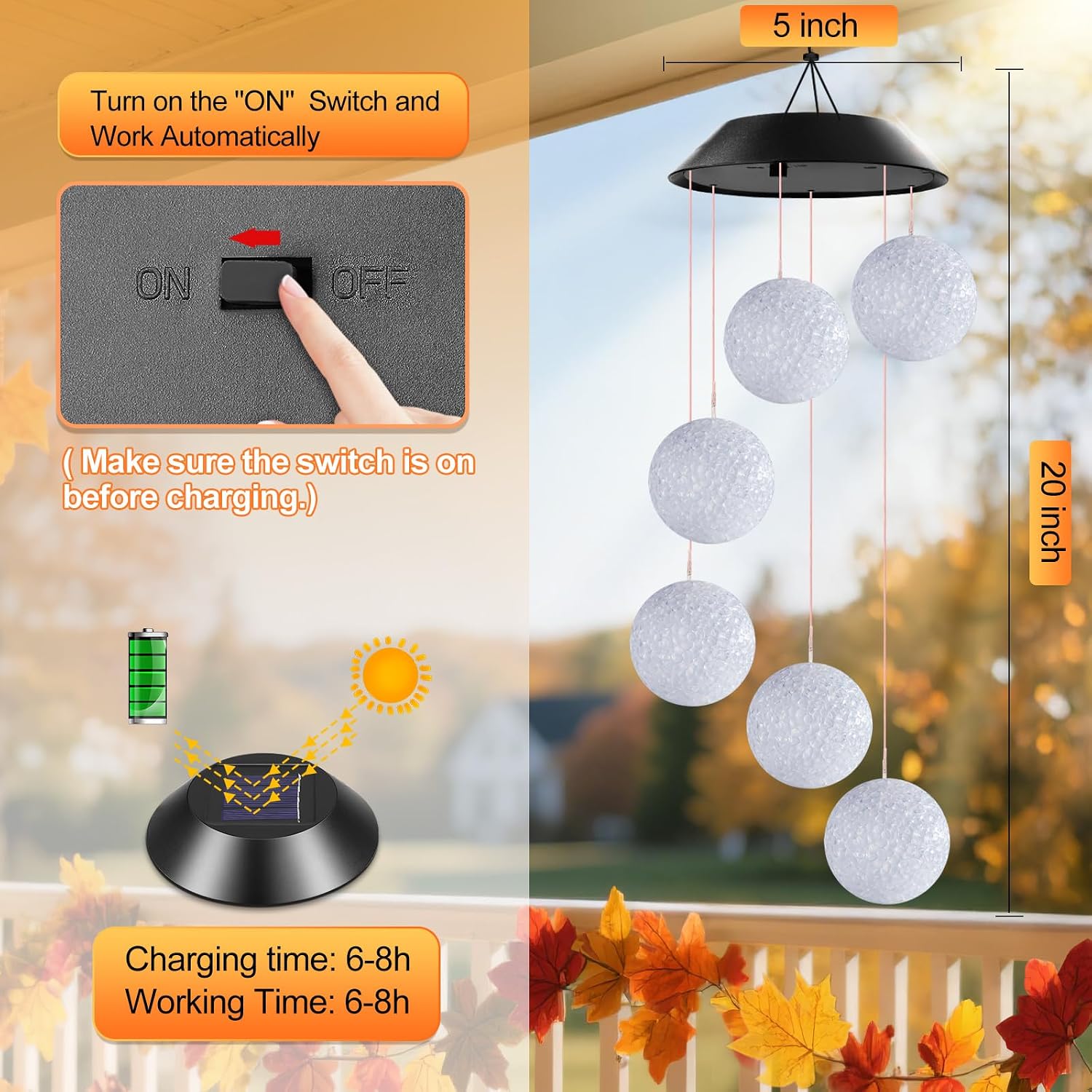 Thumbnail 5 de Winzwon Solar Wind Chimes