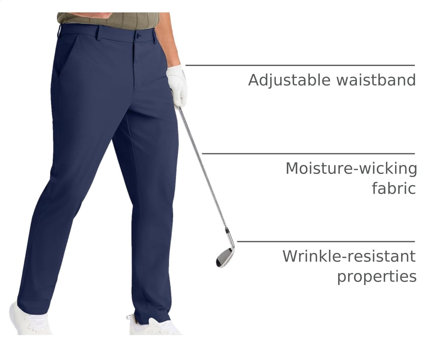 Detalle de SNOWTEN Men's Classic Fit Golf Pants Stretch Dress Pants with Pockets