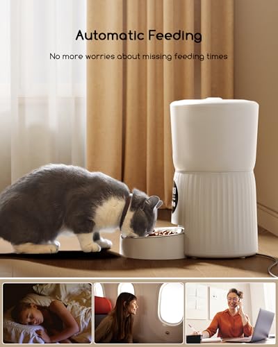 Detalle de Faroro Distributore Automatico Cibo per Gatti e Cani 4L con Ciotola in Acciaio Inox, Funzione Timer e Slow Feed