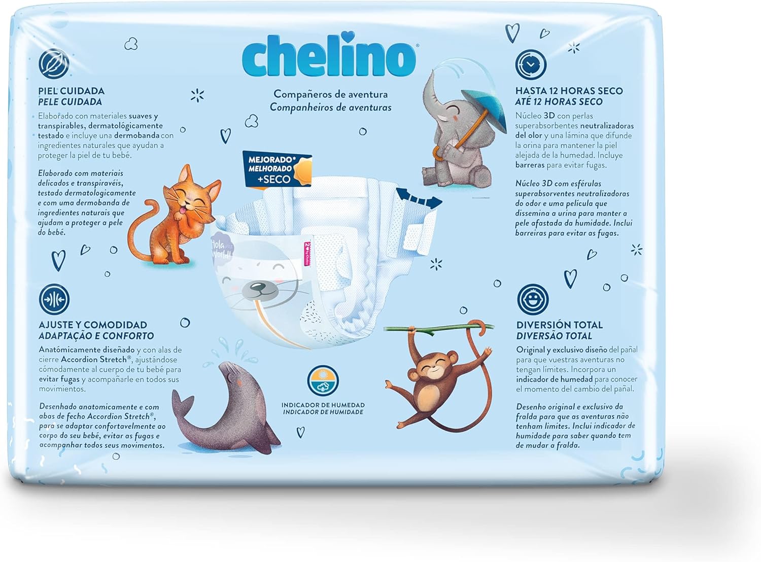 Thumbnail 3 de Chelino Pañales infantiles Talla 2 (3-6 kg) – 168 pañales, con doble barrera antiescapes