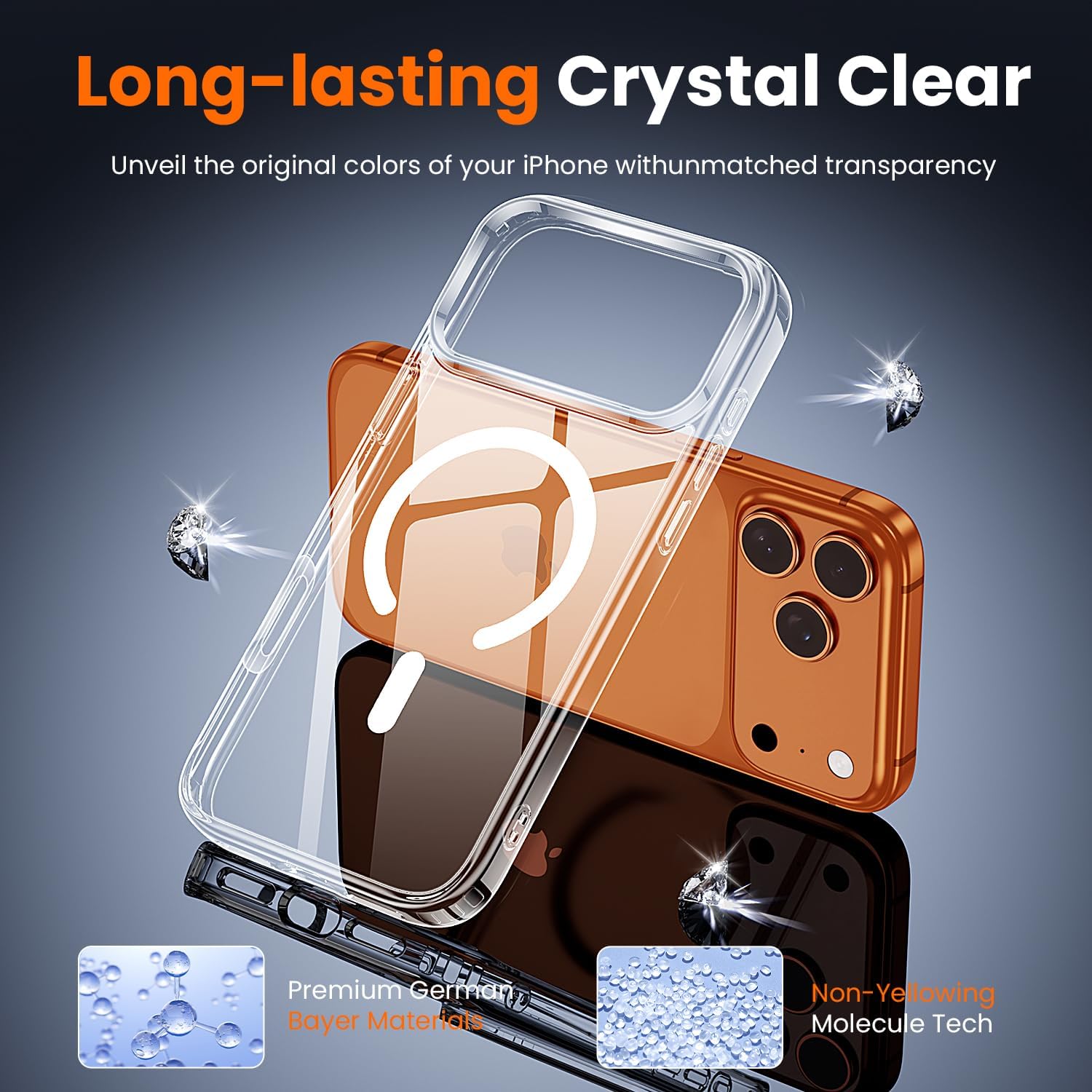 Thumbnail 4 de toushion 3-in-1 Clear iPhone 17 Pro Case (6.3-inch) + Tempered Glass Screen Protector + Camera Lens Protector (MagSafe compatible)