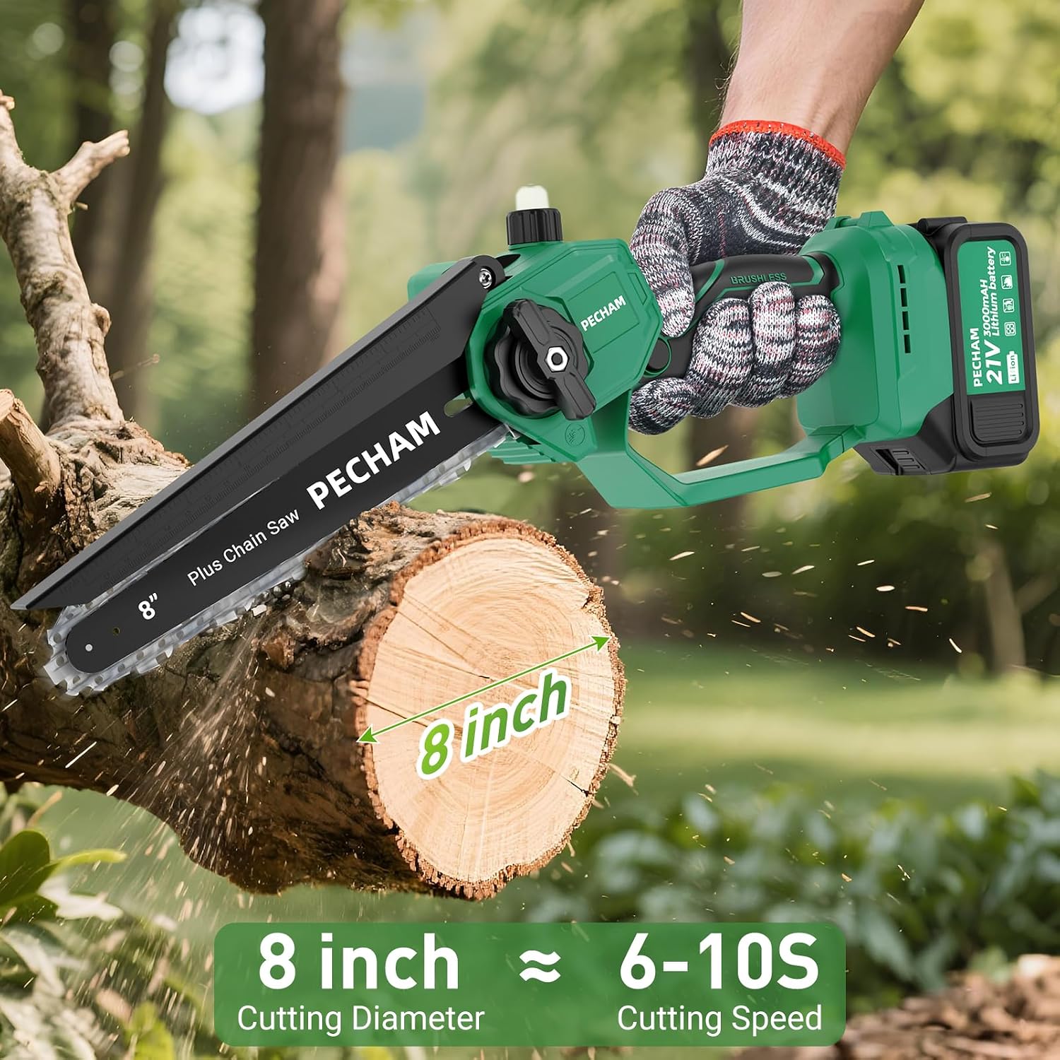 Detalle 2 de PECHAM 8 Inch Mini Chainsaw 800W