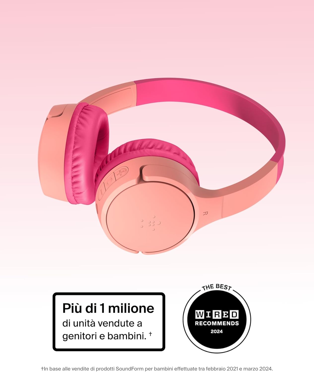 Thumbnail 1 de Belkin SoundForm Mini Cuffie wireless per bambini rosa