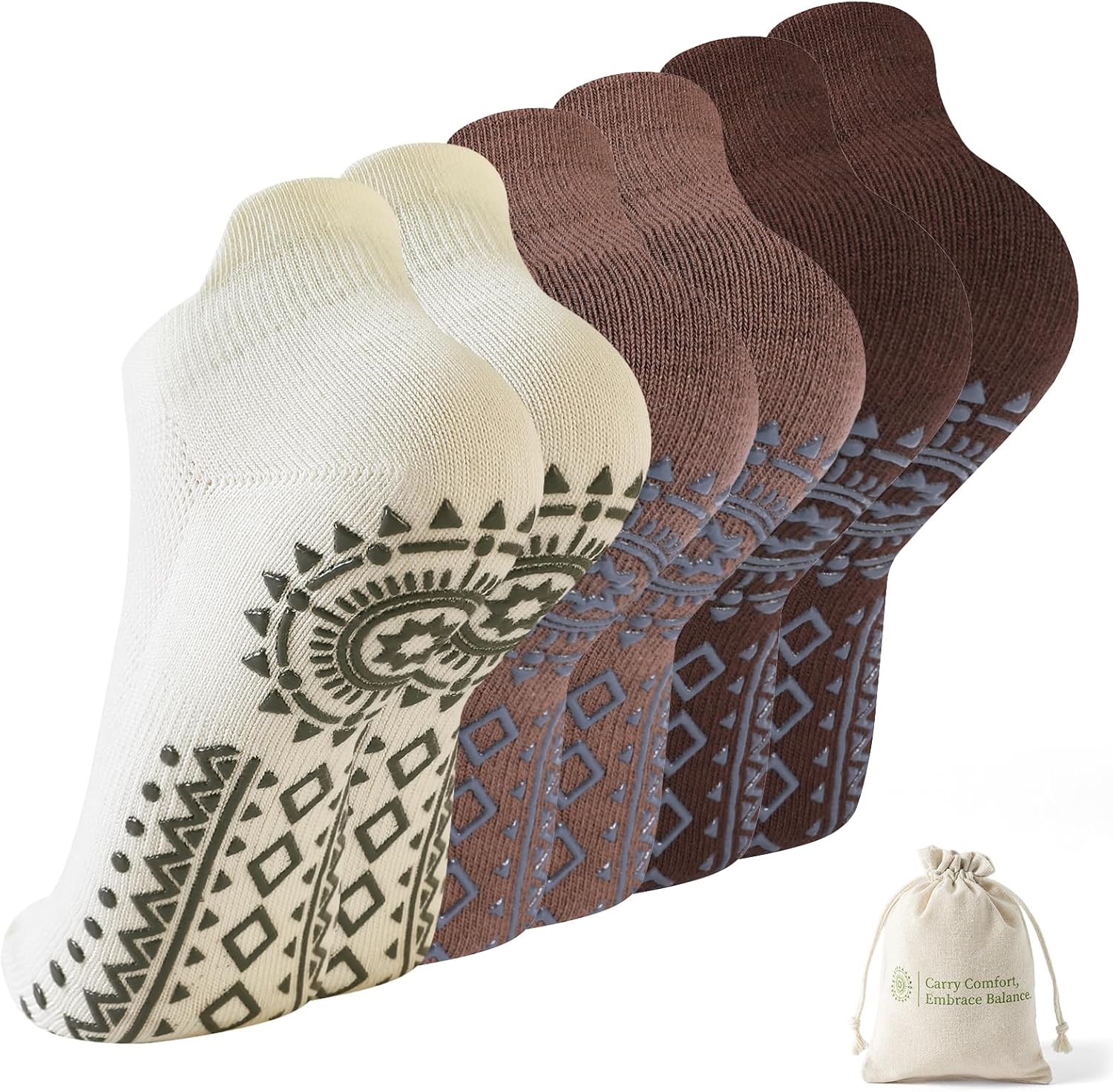 Detalle de BISOUSOX Calcetines Yoga con Bolsa 3 Pares