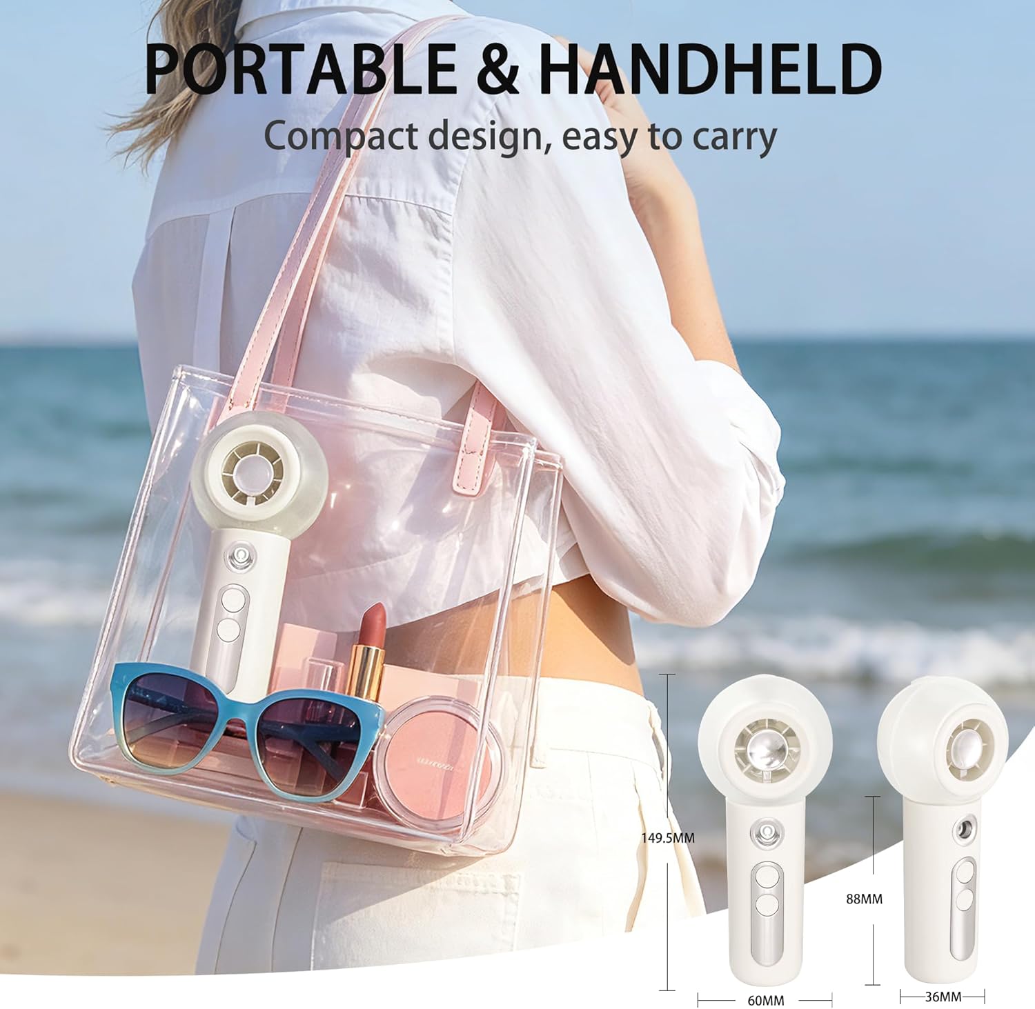 Detalle 2 de Ciaien Portable Misting Fan: Compact Handheld Cooler with Mist and LED Display