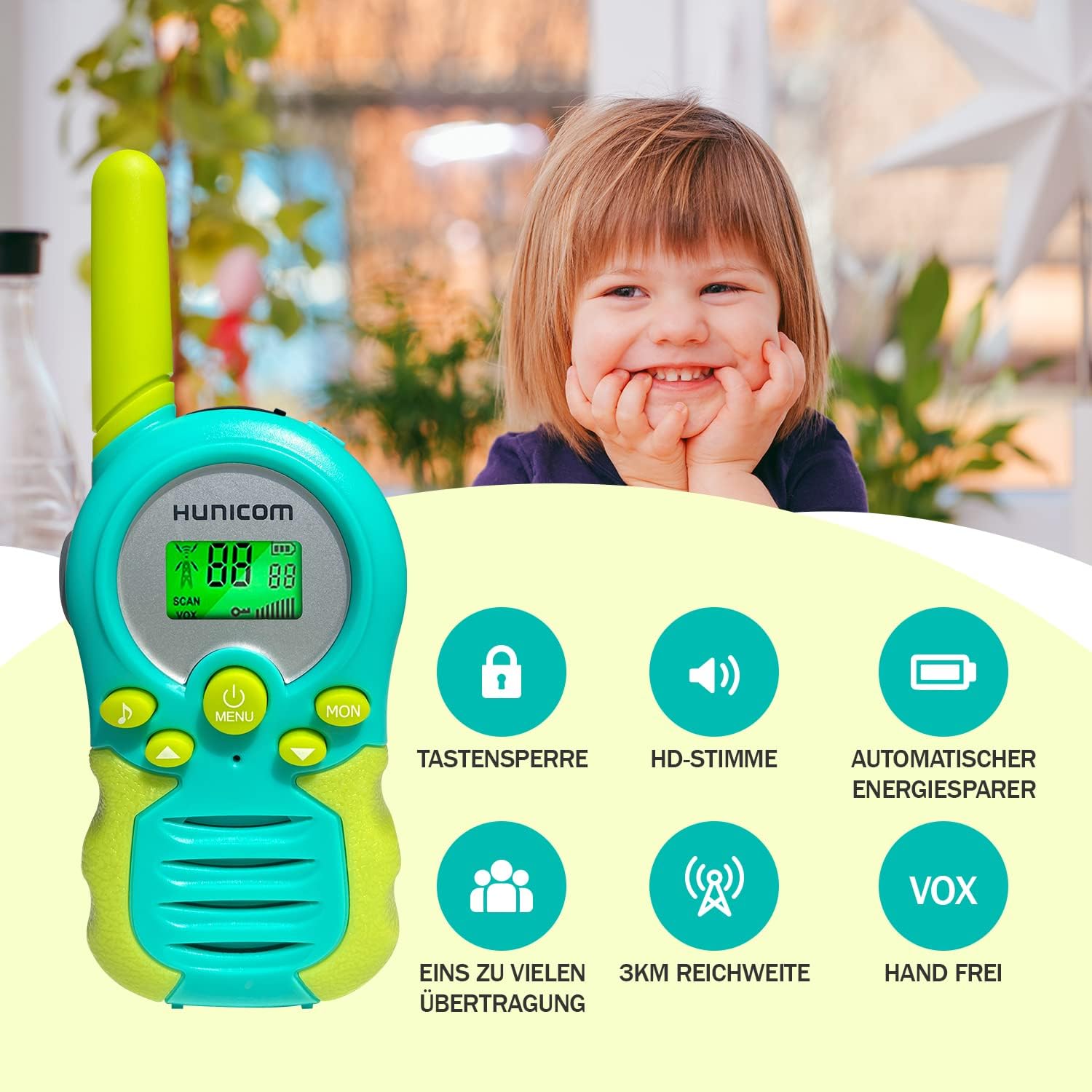 Thumbnail 3 de Walkie Talkies Wiederaufladbar für Kinder – PMR Woki Toki Radio, 3+ km Reichweite, 8 Kanäle