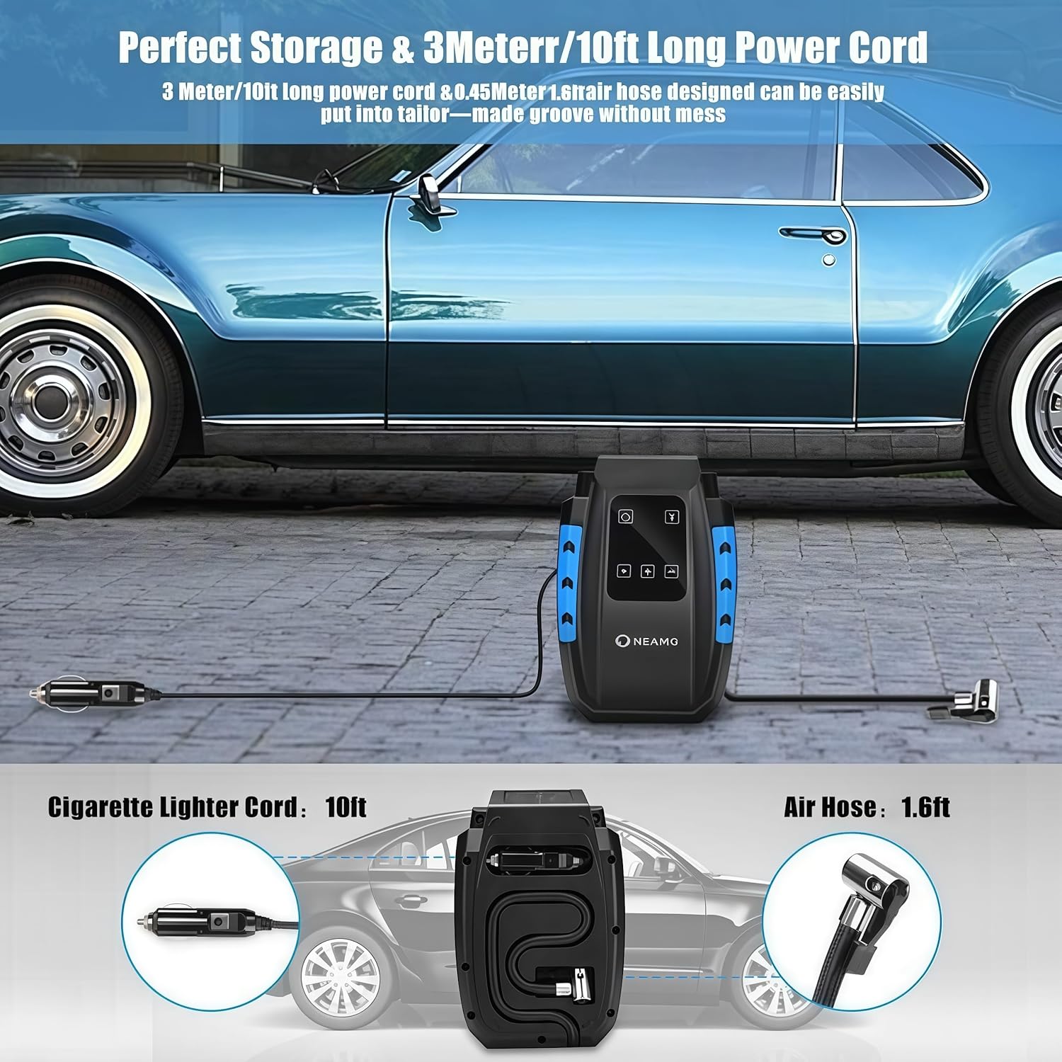 Detalle 2 de OneAmg Compresor de Aire Eléctrico 12V portátil