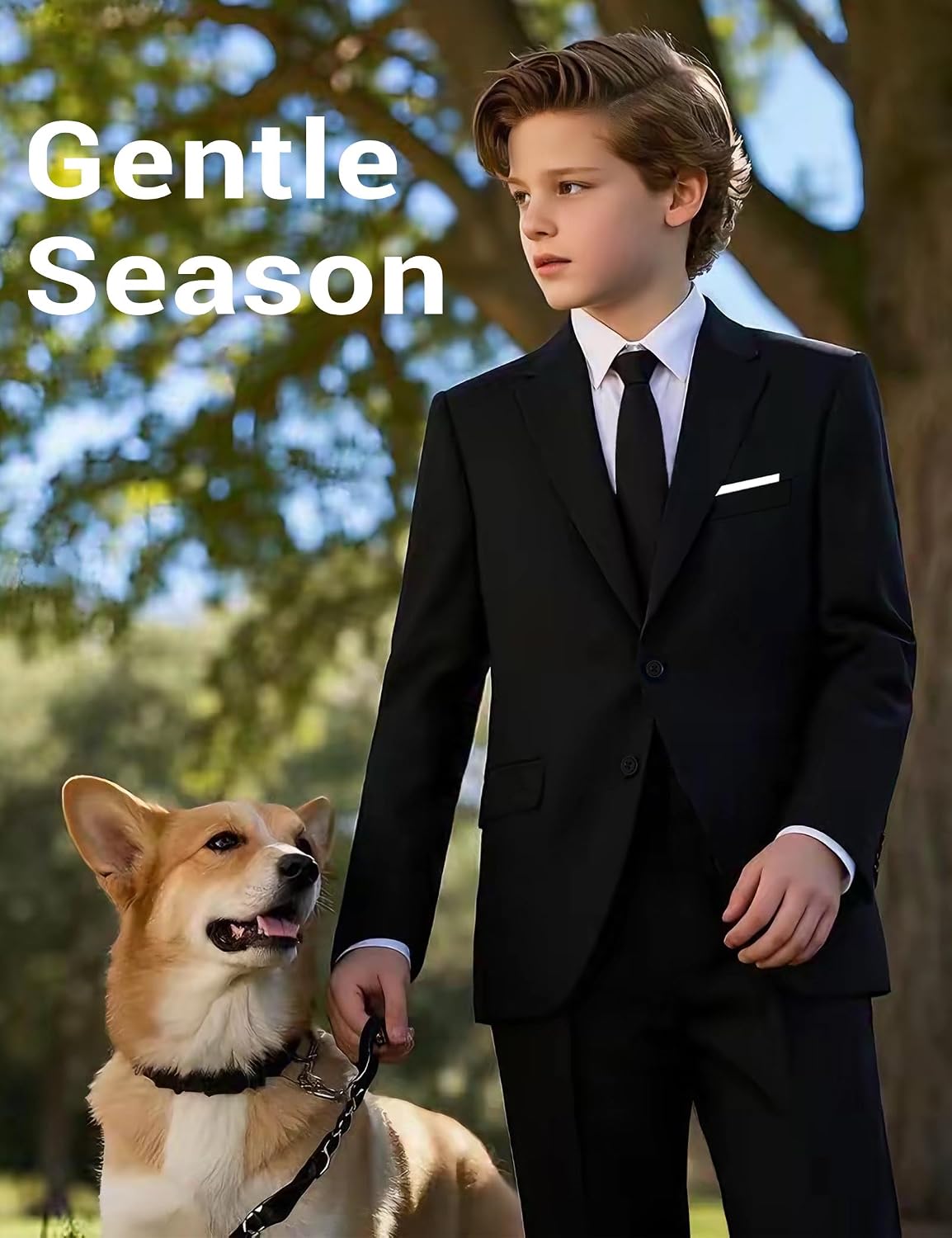Detalle de Gentle Season Boys' Gentle Season Formal Suits Set with Suspenders (Standard & Husky) — 7-Piece Outfit