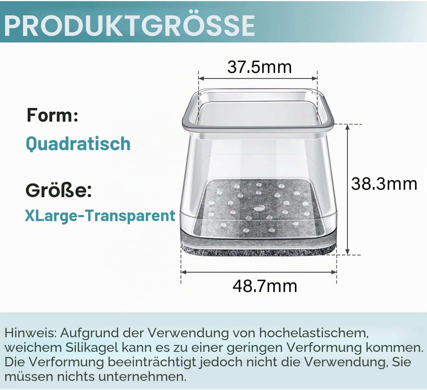 Thumbnail 5 de Stuhlbeinkappen Eckig – 24 Stück Silikon mit Filzschutz für Stuhlbeine 40–55 mm