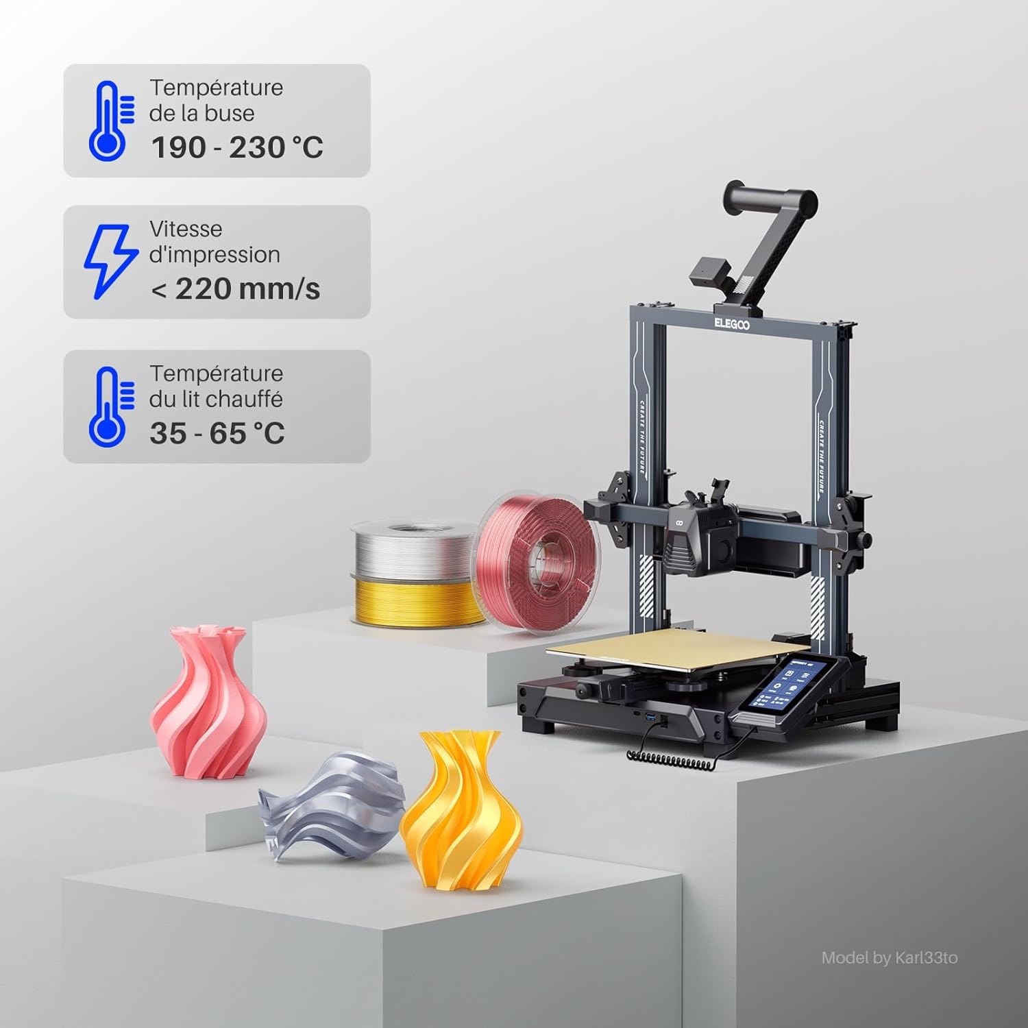 Thumbnail 4 de ELEGOO Pack de 4 bobines de filament PLA soie 250 g (1,75 mm) – 4 couleurs multicolores
