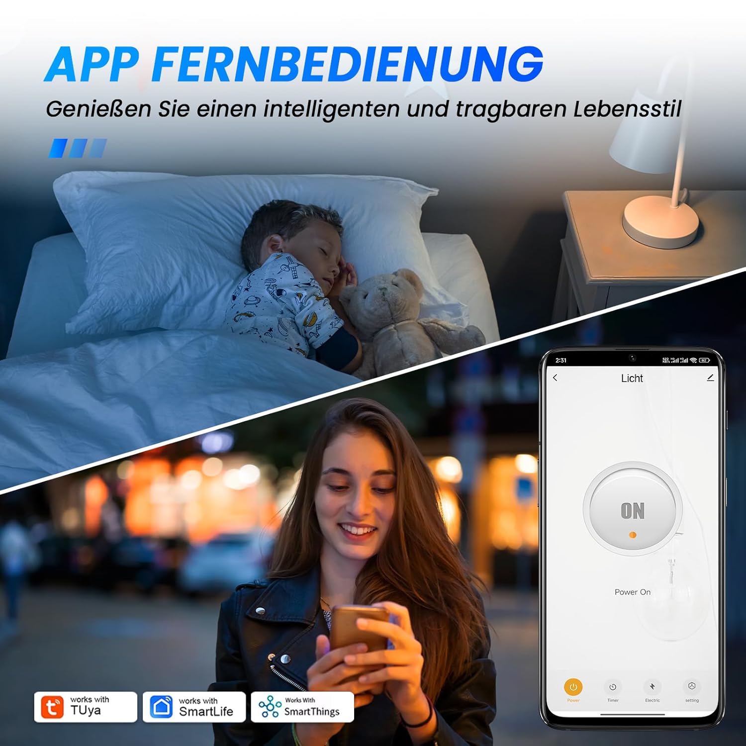 Detalle 2 de Oblinple WLAN-Steckdose 16A – Smart Plug mit Energieüberwachung, Timer & Sprachsteuerung