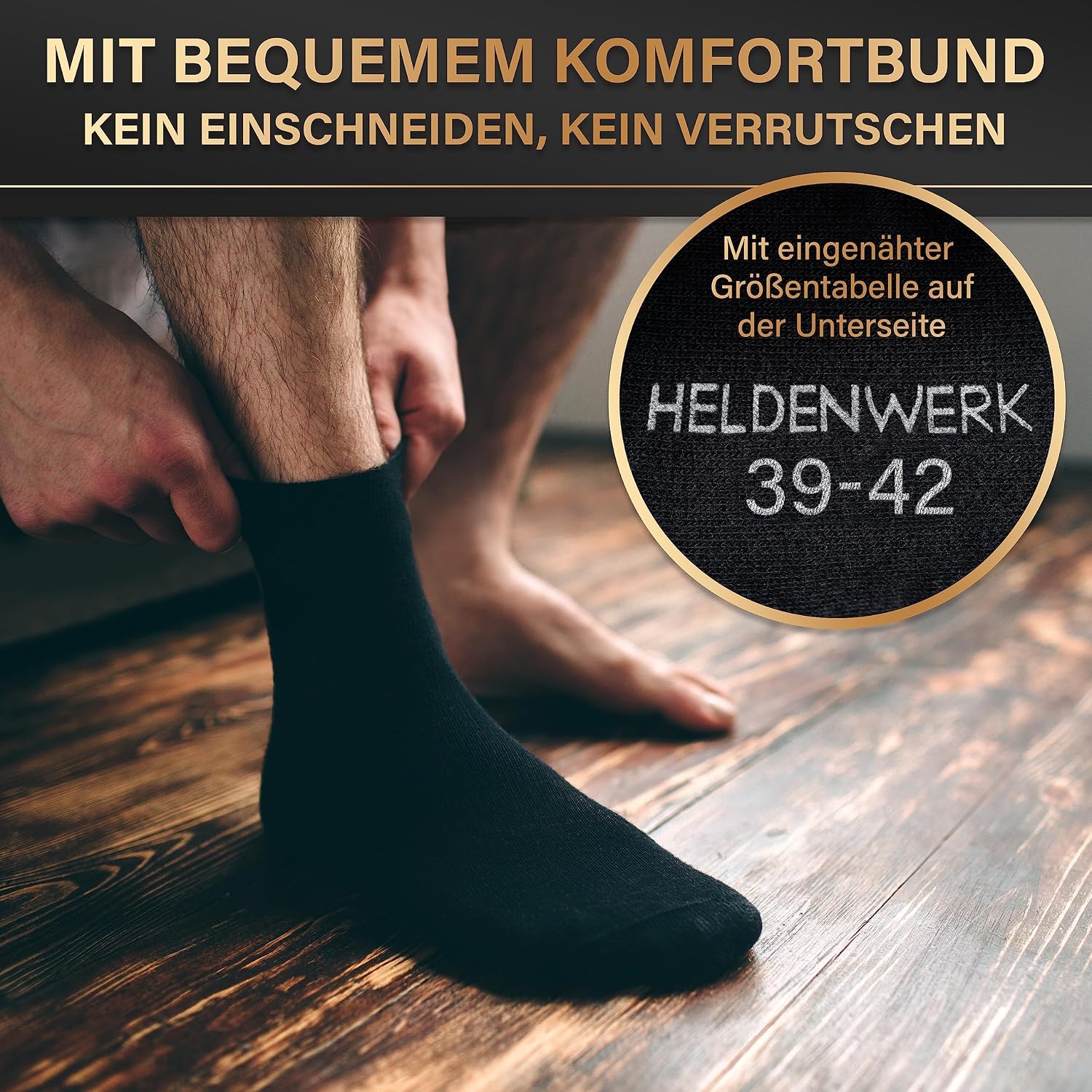 Detalle de HELDENWERK 12er Pack Herren-Business-Socken (atmungsaktive Baumwolle, ohne drückende Naht) – 8× schwarz, 2× grau, 2× navyblau