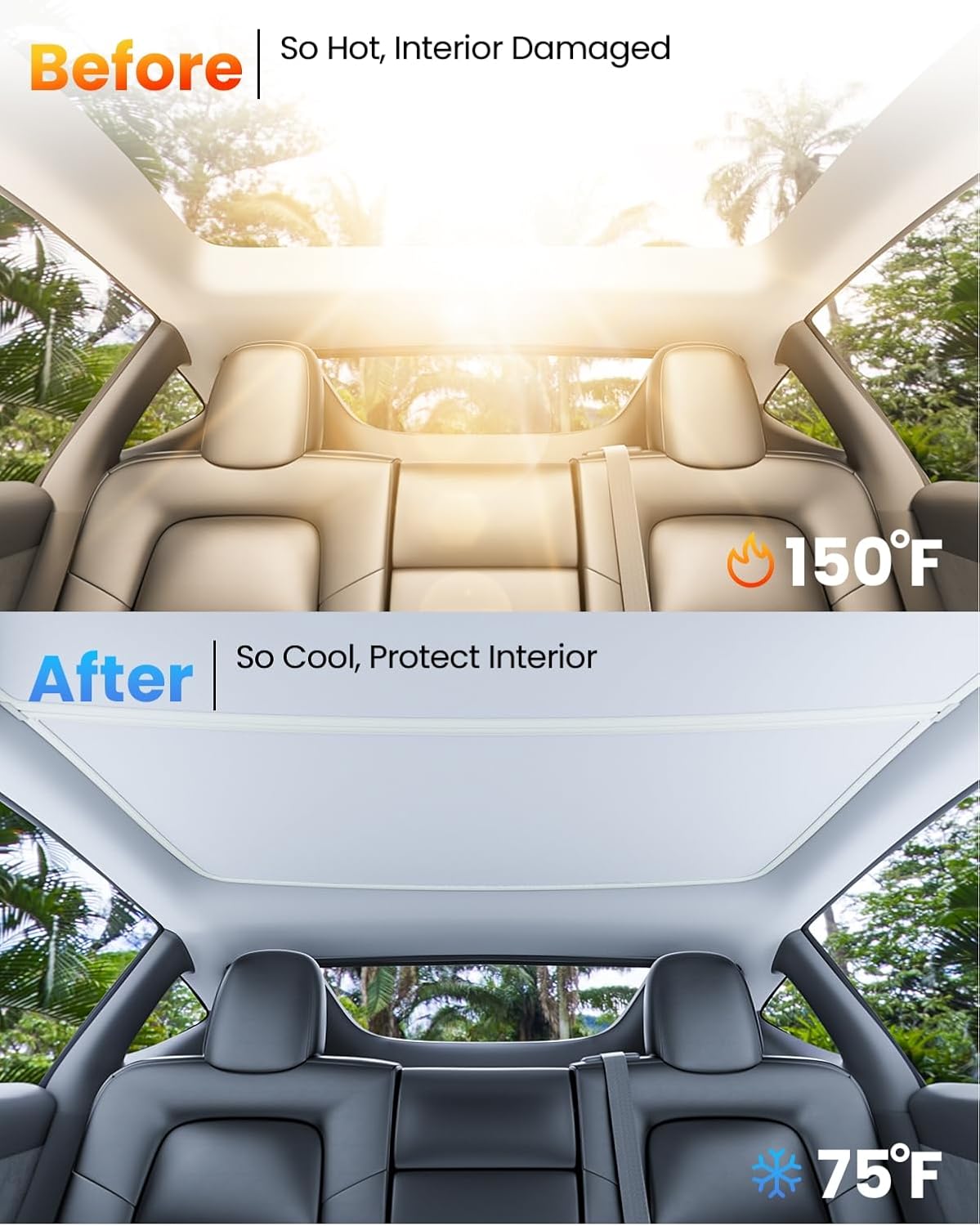 Thumbnail 1 de REEVAA Tesla Model Y Sunshade Roof 2PCS Gray