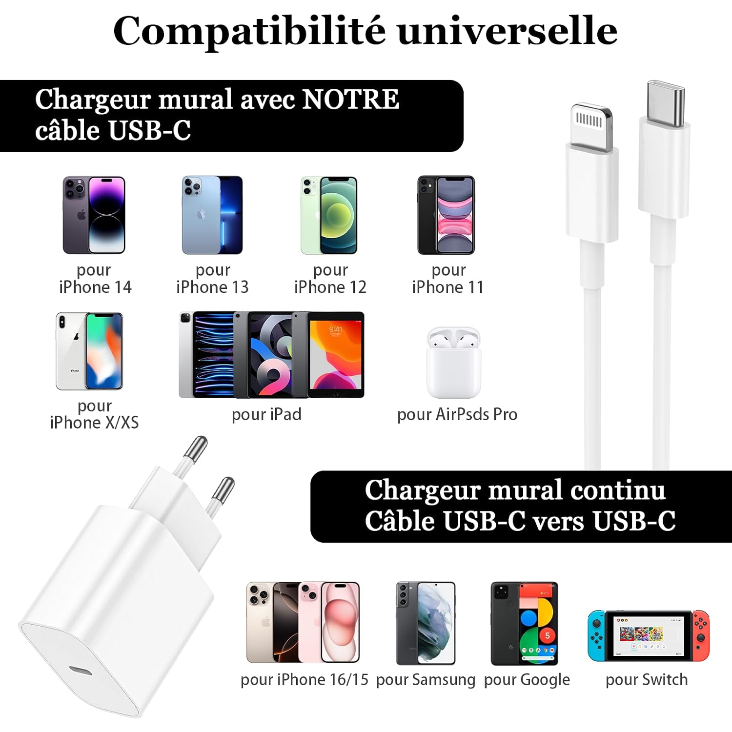 Thumbnail 5 de Chargeur Rapide USB C 2 pièces 2 m