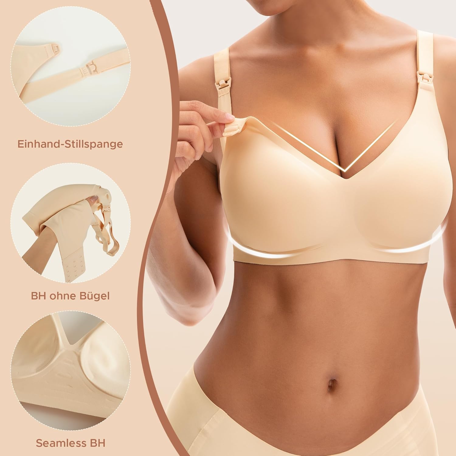 Thumbnail 1 de INNERSY Soutien-gorge d’allaitement sans armature, sans couture, rembourré et décolleté clip pratique